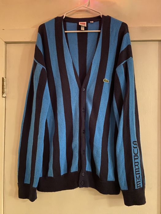 Supreme Supreme Lacoste Striped Cardigan | Grailed