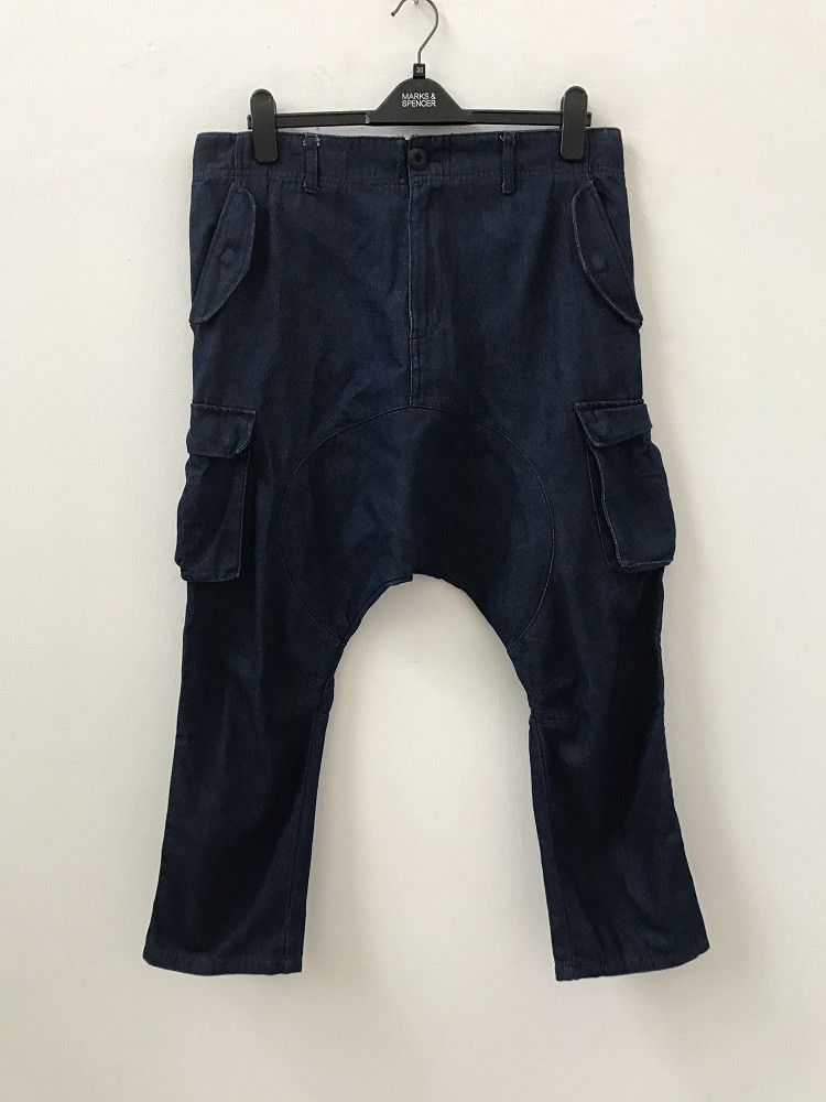 Vintage rovtski Japan Drop Crotch Tappered Leg Cargo Trouser Denim Size US 34 / EU 50 - 1 Thumbnail