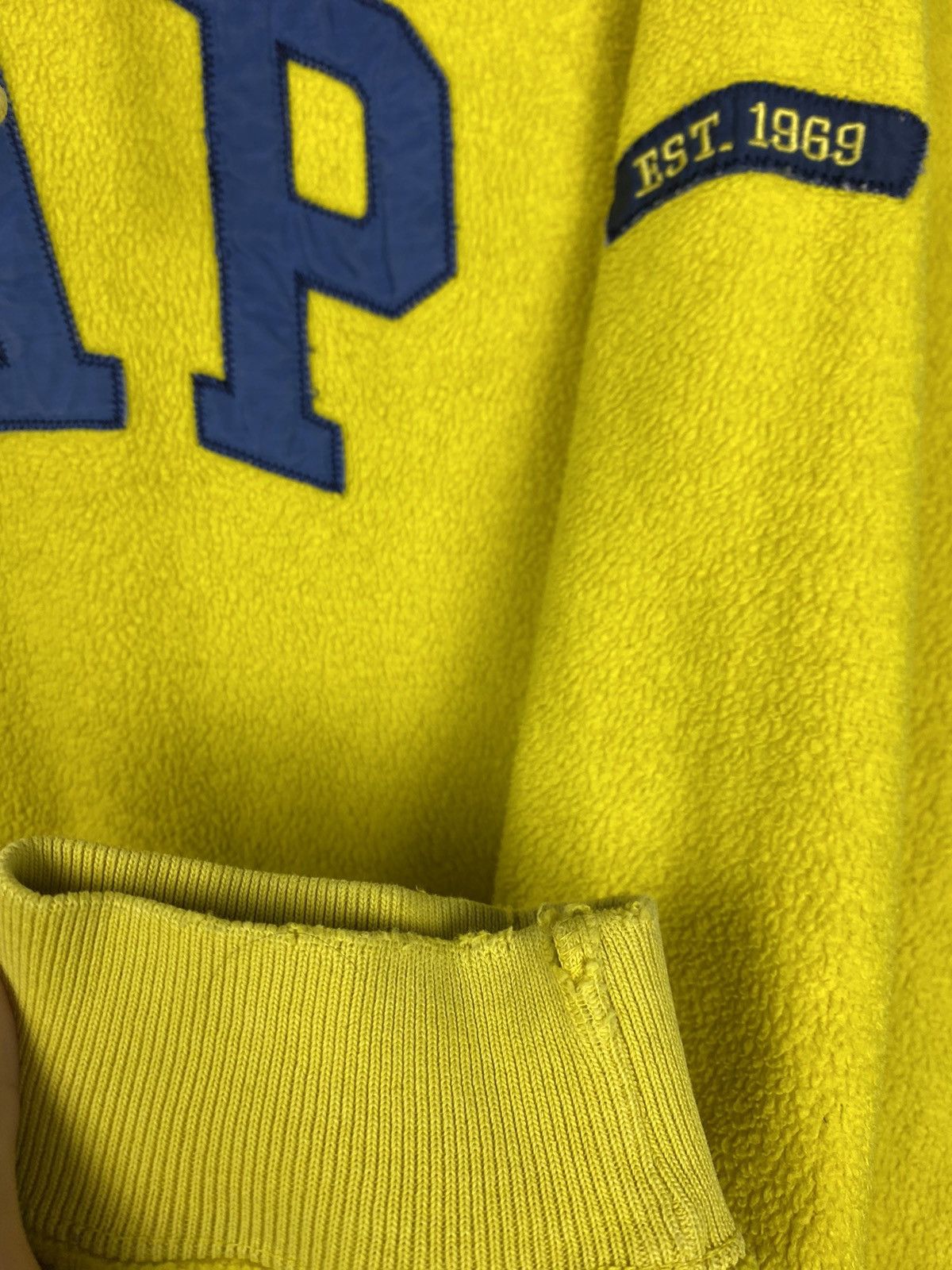 Gap × Vintage Gap vintage big logo spell out blue yellow fleece hoodie Size US S / EU 44-46 / 1 - 5 Thumbnail