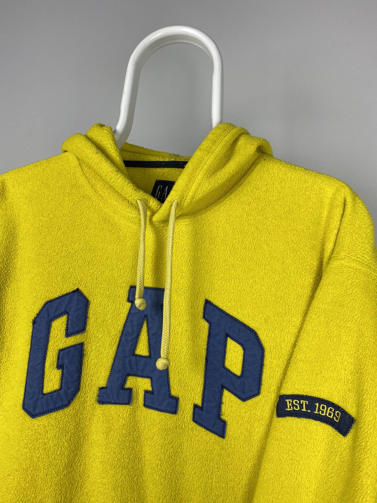 Gap × Vintage Gap vintage big logo spell out blue yellow fleece hoodie Size US S / EU 44-46 / 1 - 4 Thumbnail
