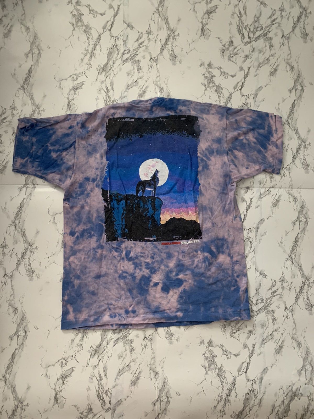 Vintage 90s Marlboro Wolf Pocket Tee Tie dye | Grailed