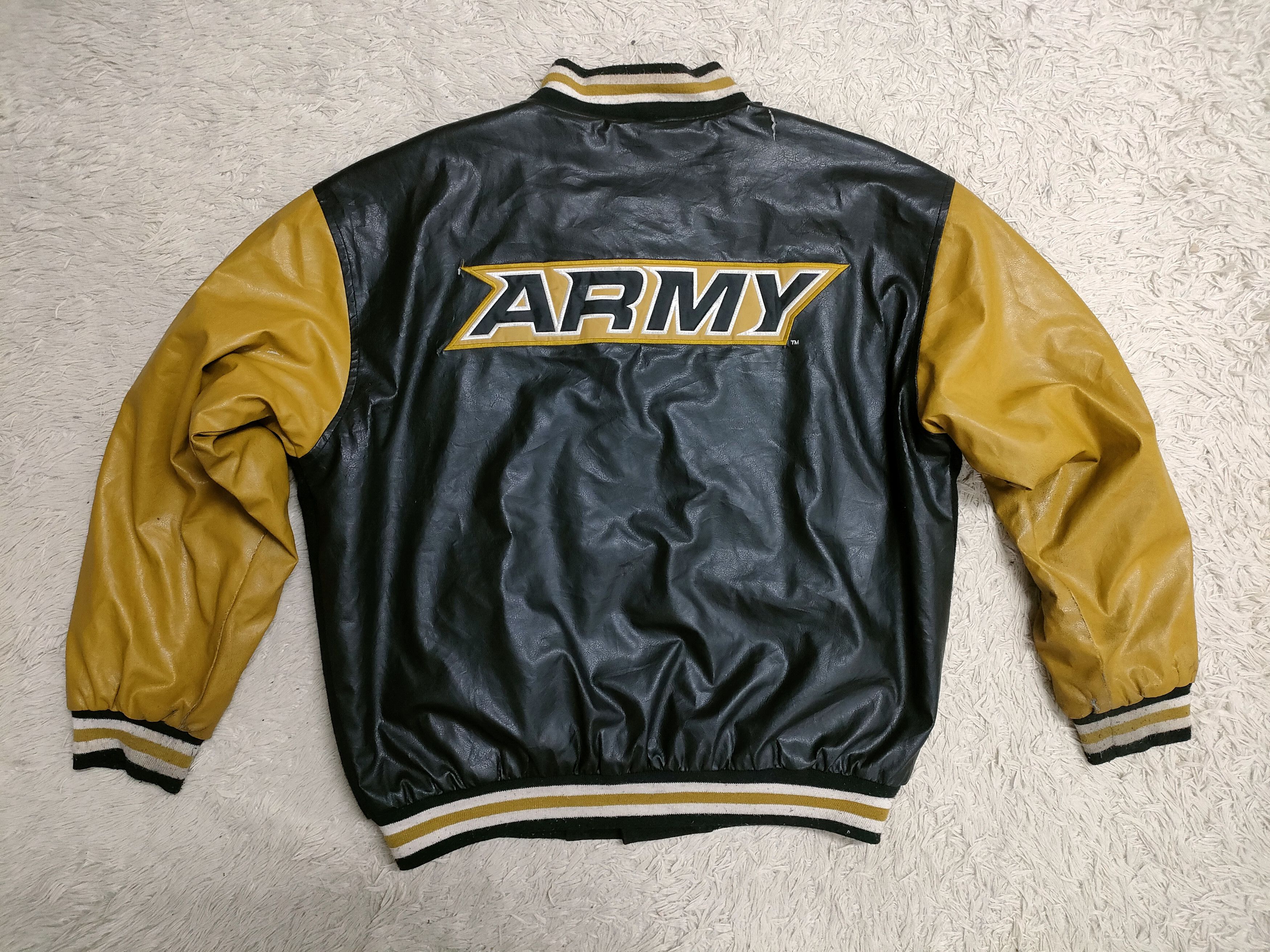 Rare vintage 90s embroidered Army Black knights leather bomber authentic / letterman jacke