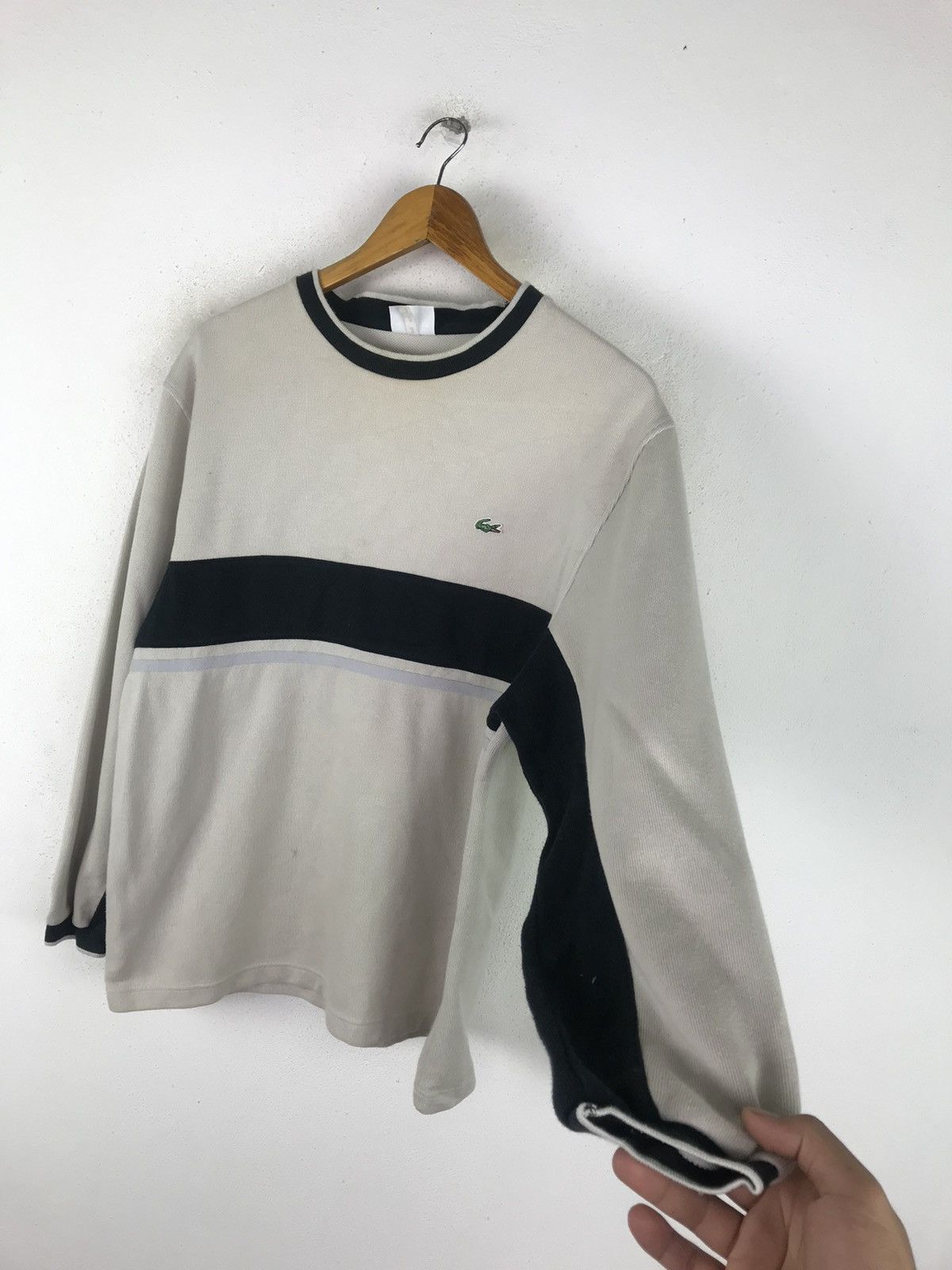 Lacoste × Vintage Vintage Lacoste Sport Japan-Made Sweatshirt – Beige & Black Size US L / EU 52-54 / 3 - 7 Thumbnail
