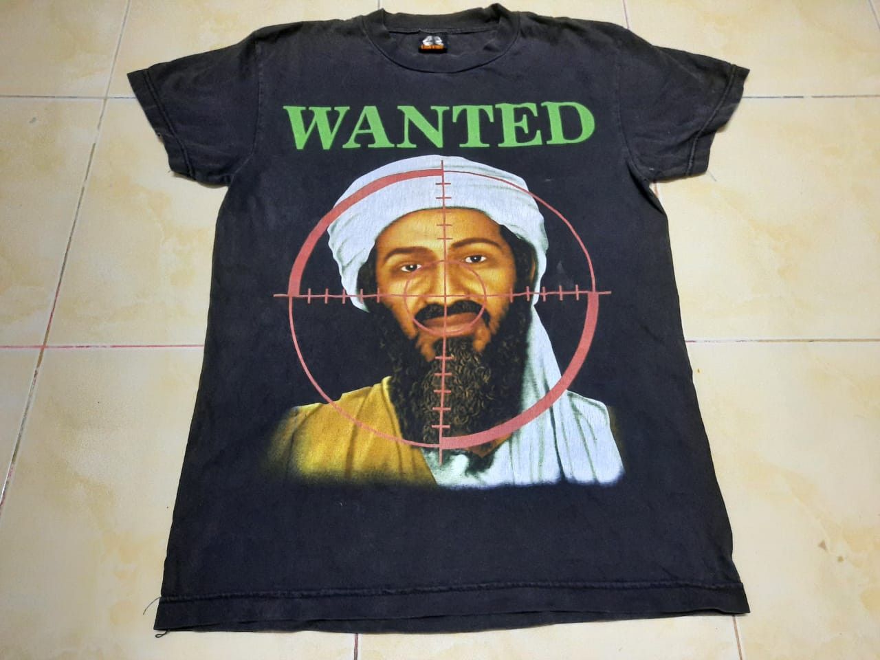 image of Rap Tees x Vintage Osama Bin Laden Army Wanted Tees in Black, Men's (Size Medium)