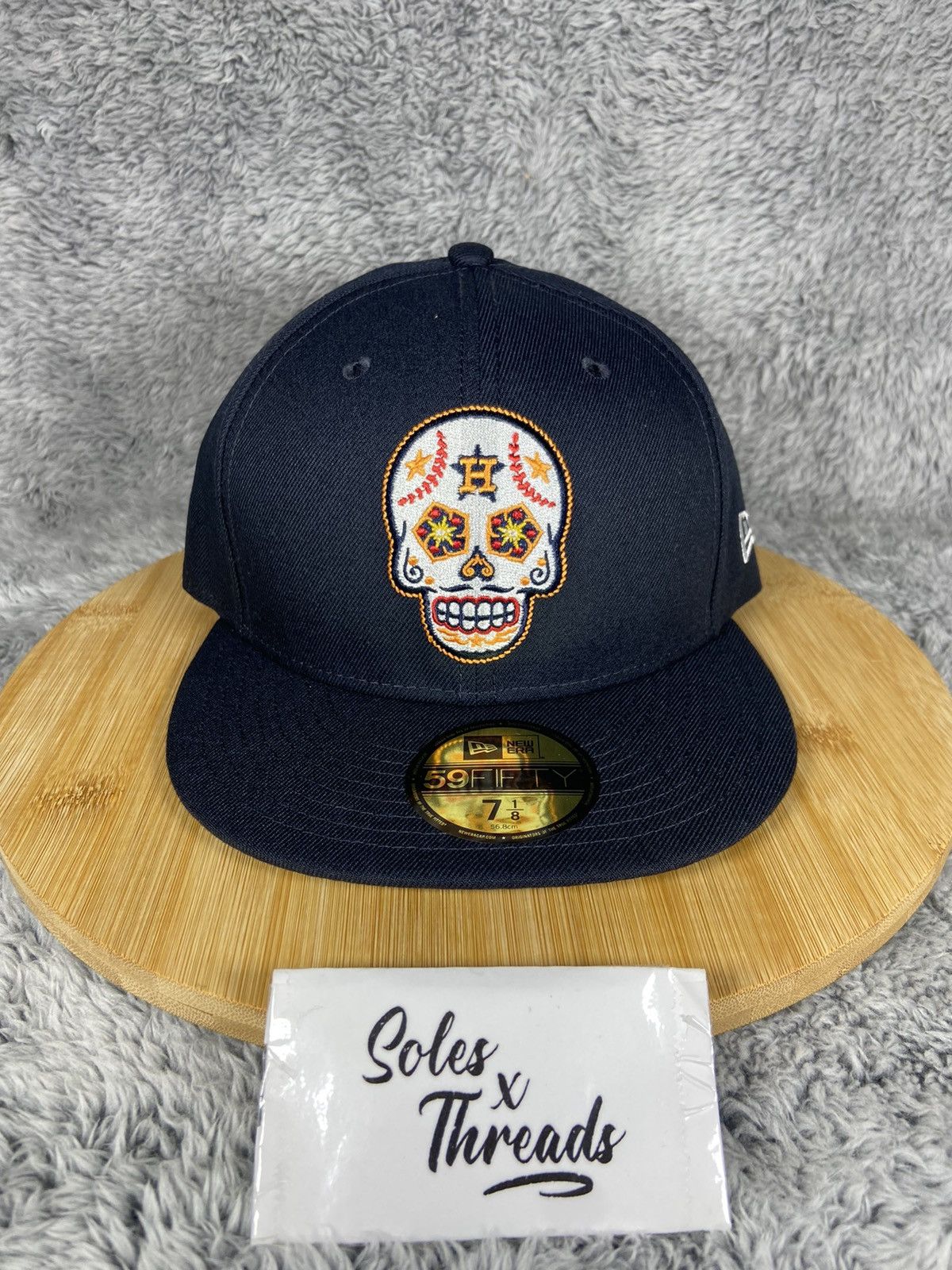 GITD Astros Sugar Skull Día de Muertos Fitted Hat Sz 7 1/2 New Era