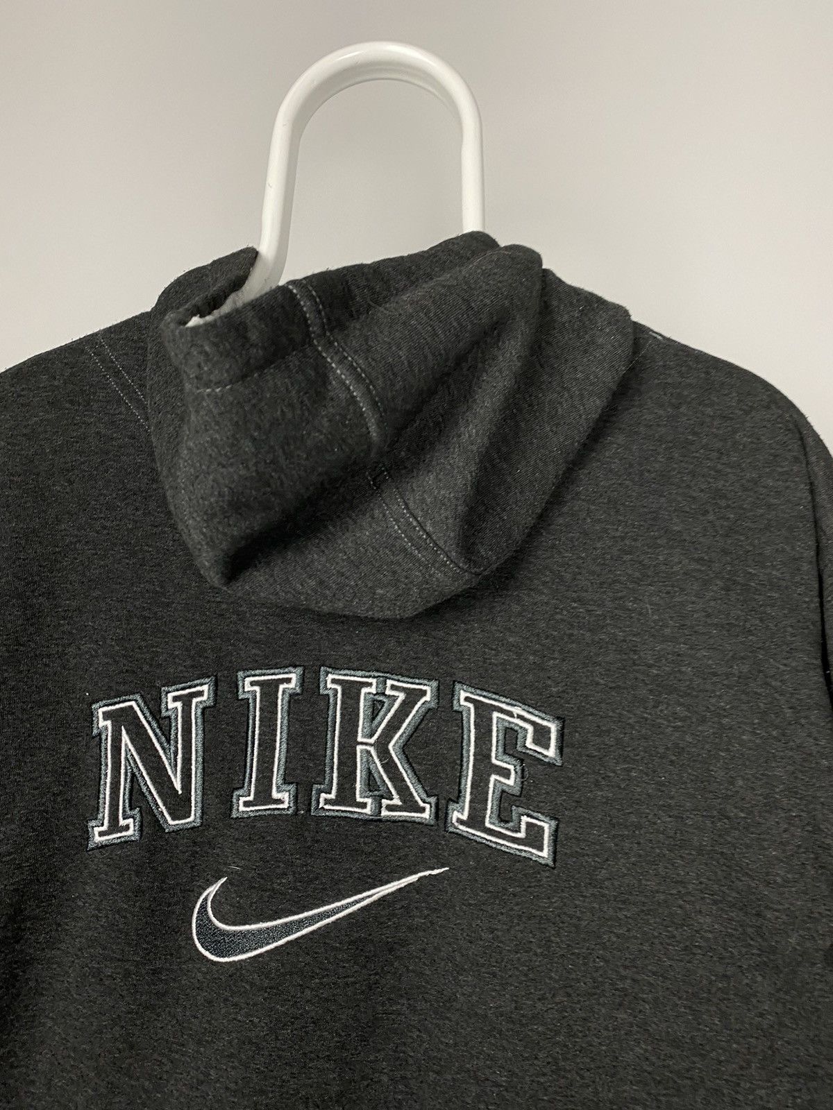 Nike × Vintage Nike vintage spell out zip up hoodie grey sweatshirt Size US L / EU 52-54 / 3 - 2 Thumbnail