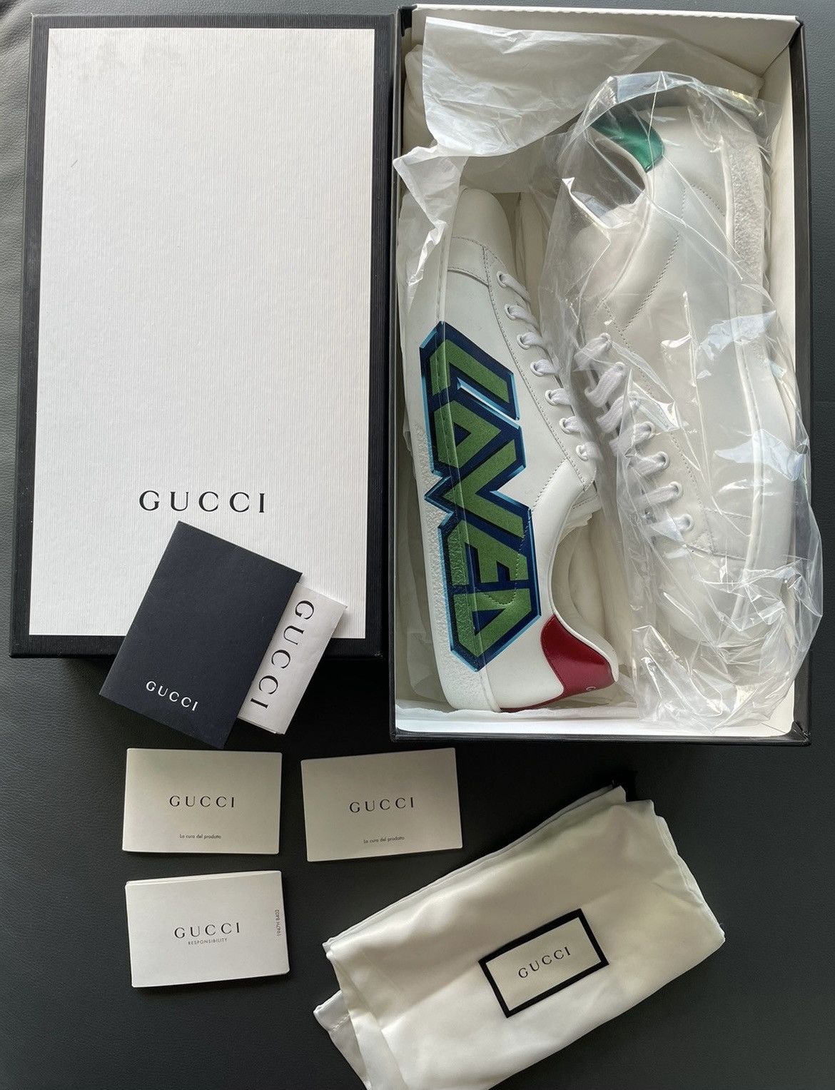 Gucci Super Runway Limited Edition LOVED ACE Leather Sneakers New Size US 10.5 / EU 43-44 - 12 Thumbnail