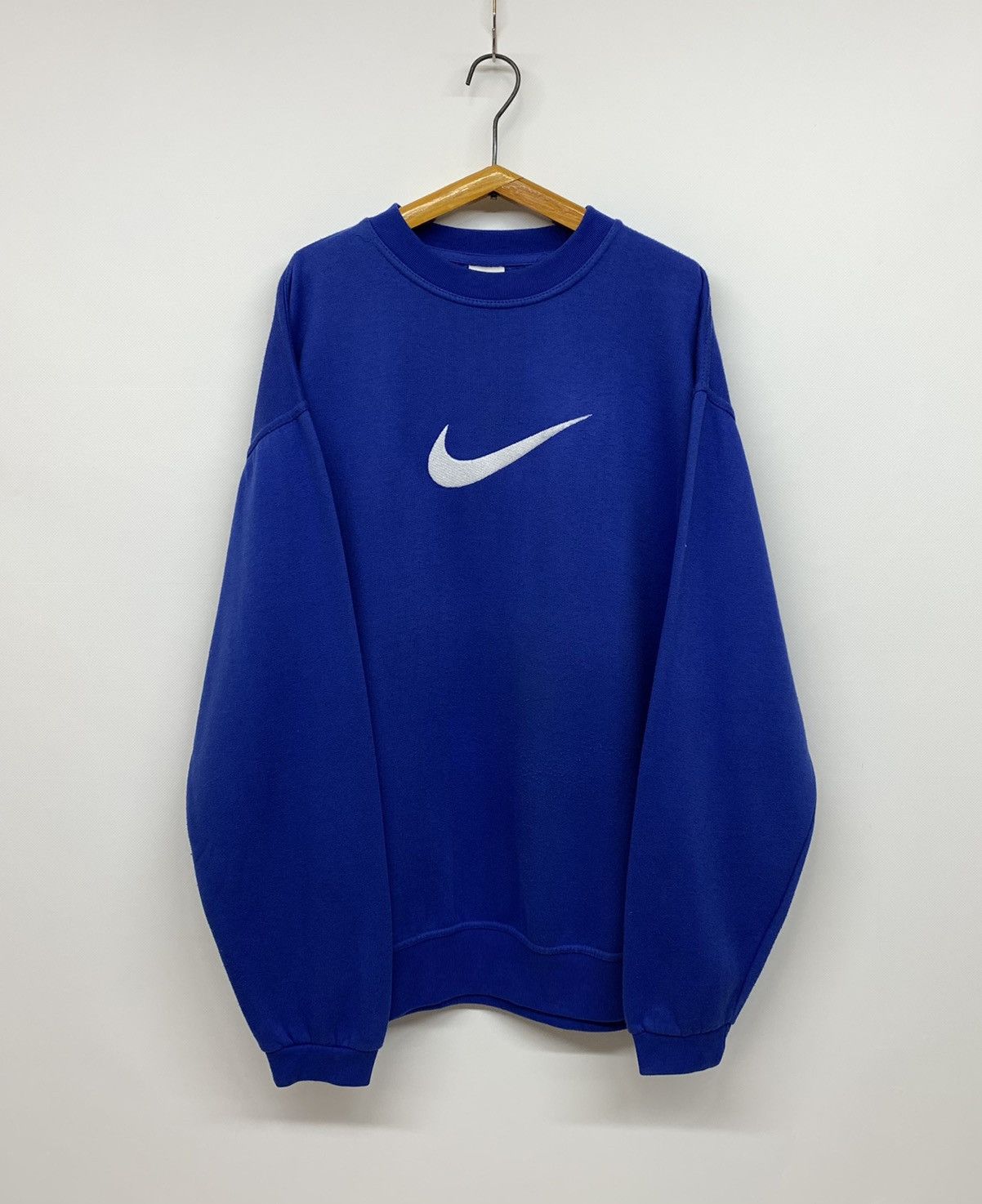 Nike Vintage Rare Nike Big Swoosh Sweatshirt 90’s Blue | Grailed