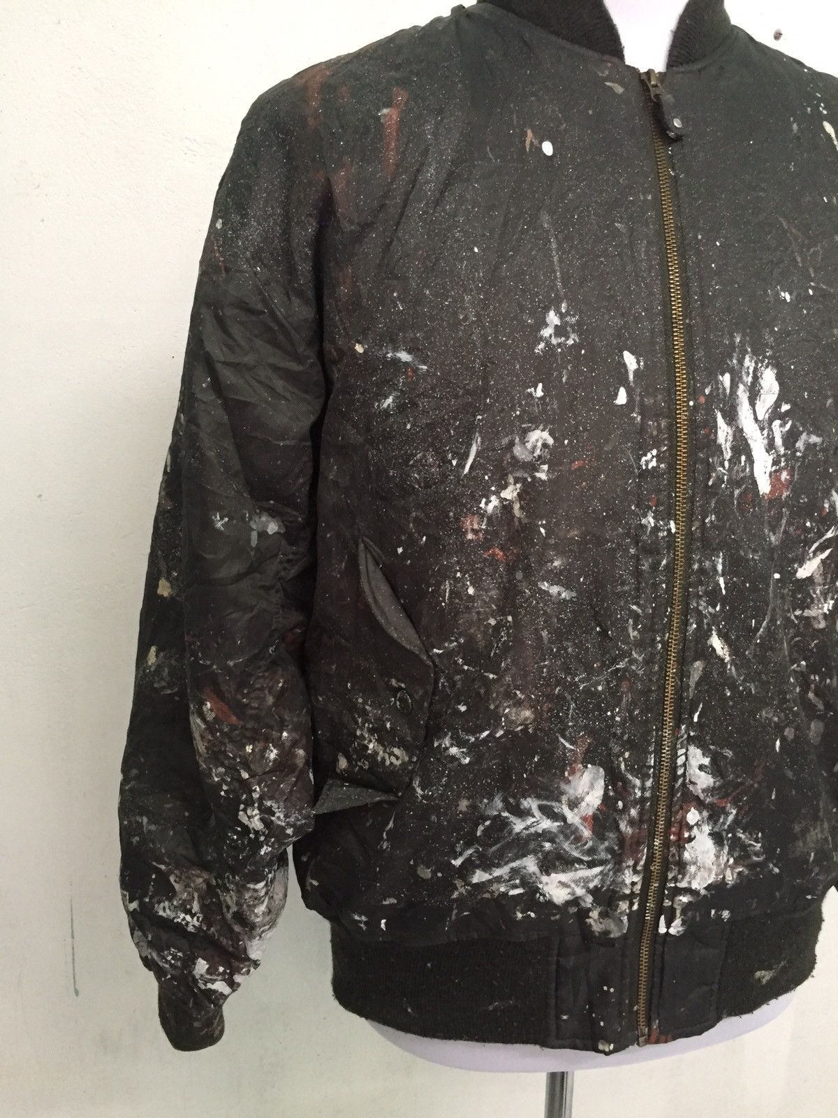Japanese Brand Trashed Custom Over Painted Bomber Jacket Size US L / EU 52-54 / 3 - 7 Thumbnail