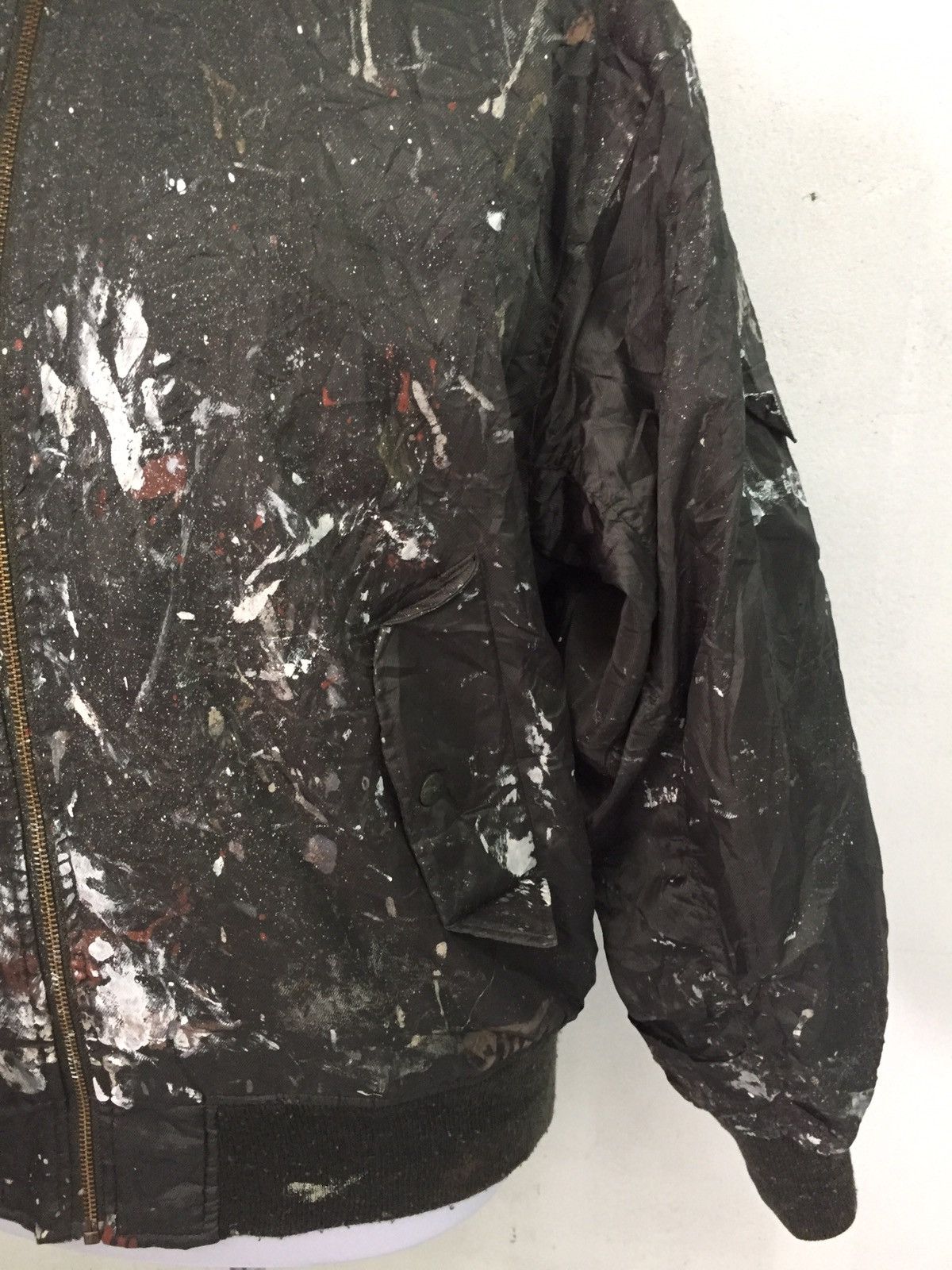 Japanese Brand Trashed Custom Over Painted Bomber Jacket Size US L / EU 52-54 / 3 - 8 Thumbnail