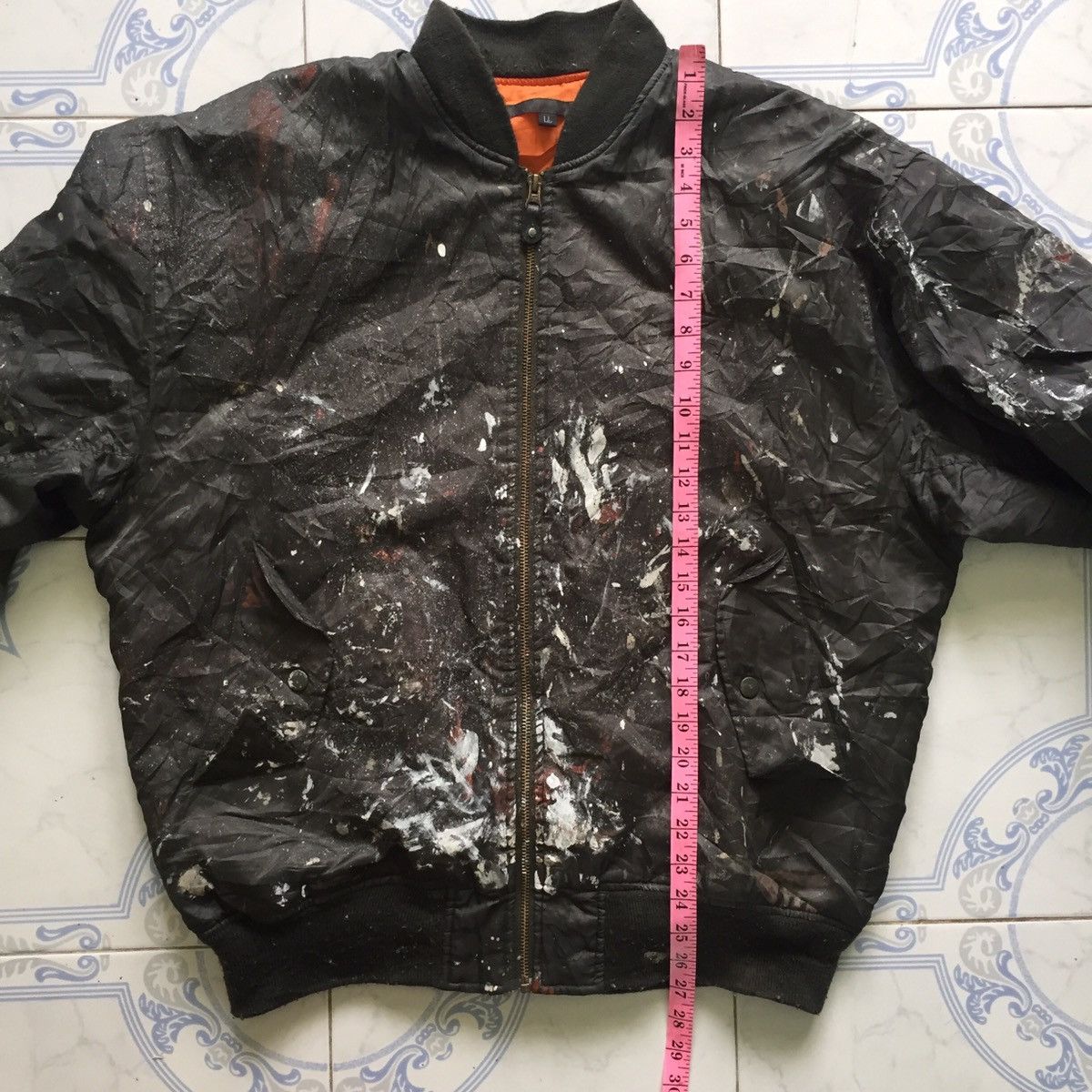 Japanese Brand Trashed Custom Over Painted Bomber Jacket Size US L / EU 52-54 / 3 - 24 Thumbnail