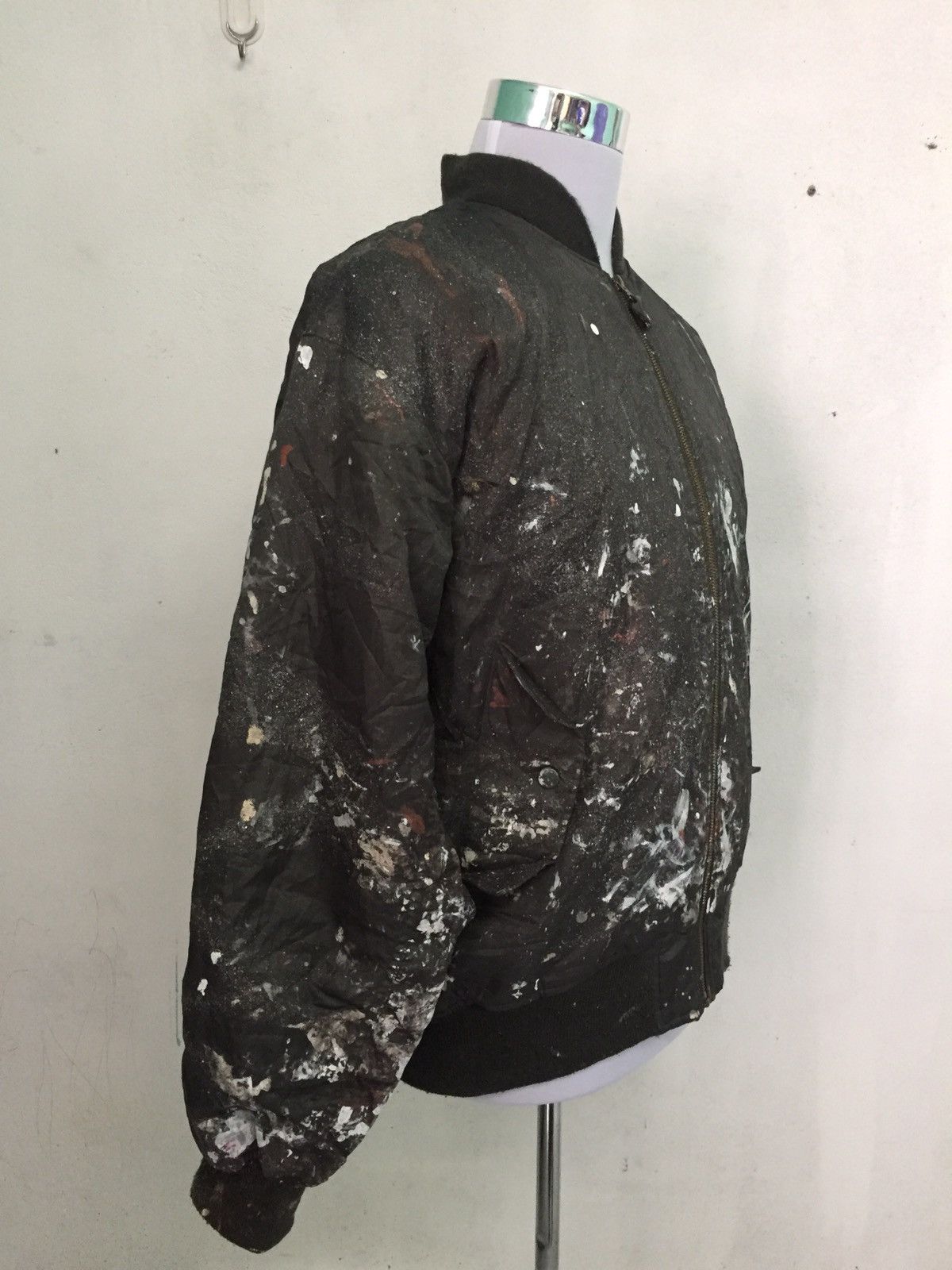 Japanese Brand Trashed Custom Over Painted Bomber Jacket Size US L / EU 52-54 / 3 - 5 Thumbnail
