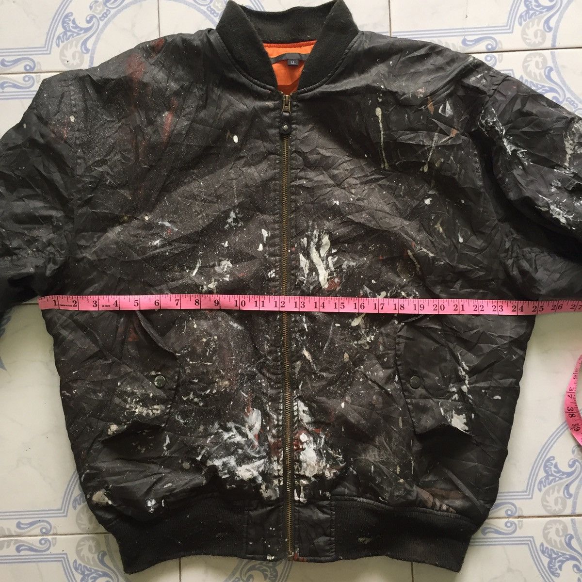 Japanese Brand Trashed Custom Over Painted Bomber Jacket Size US L / EU 52-54 / 3 - 23 Thumbnail