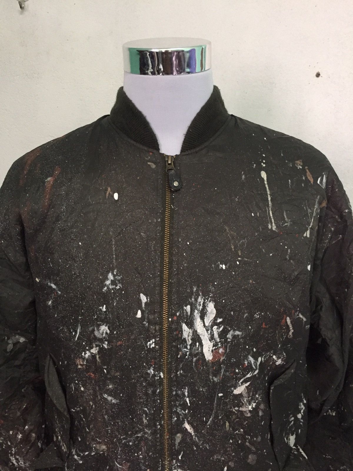 Japanese Brand Trashed Custom Over Painted Bomber Jacket Size US L / EU 52-54 / 3 - 6 Thumbnail