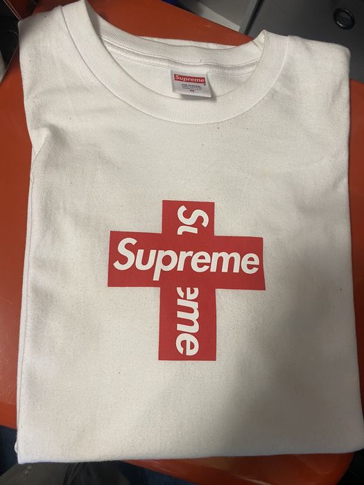 Supreme Supreme Cross Box Logo Tee White Size Medium | Grailed