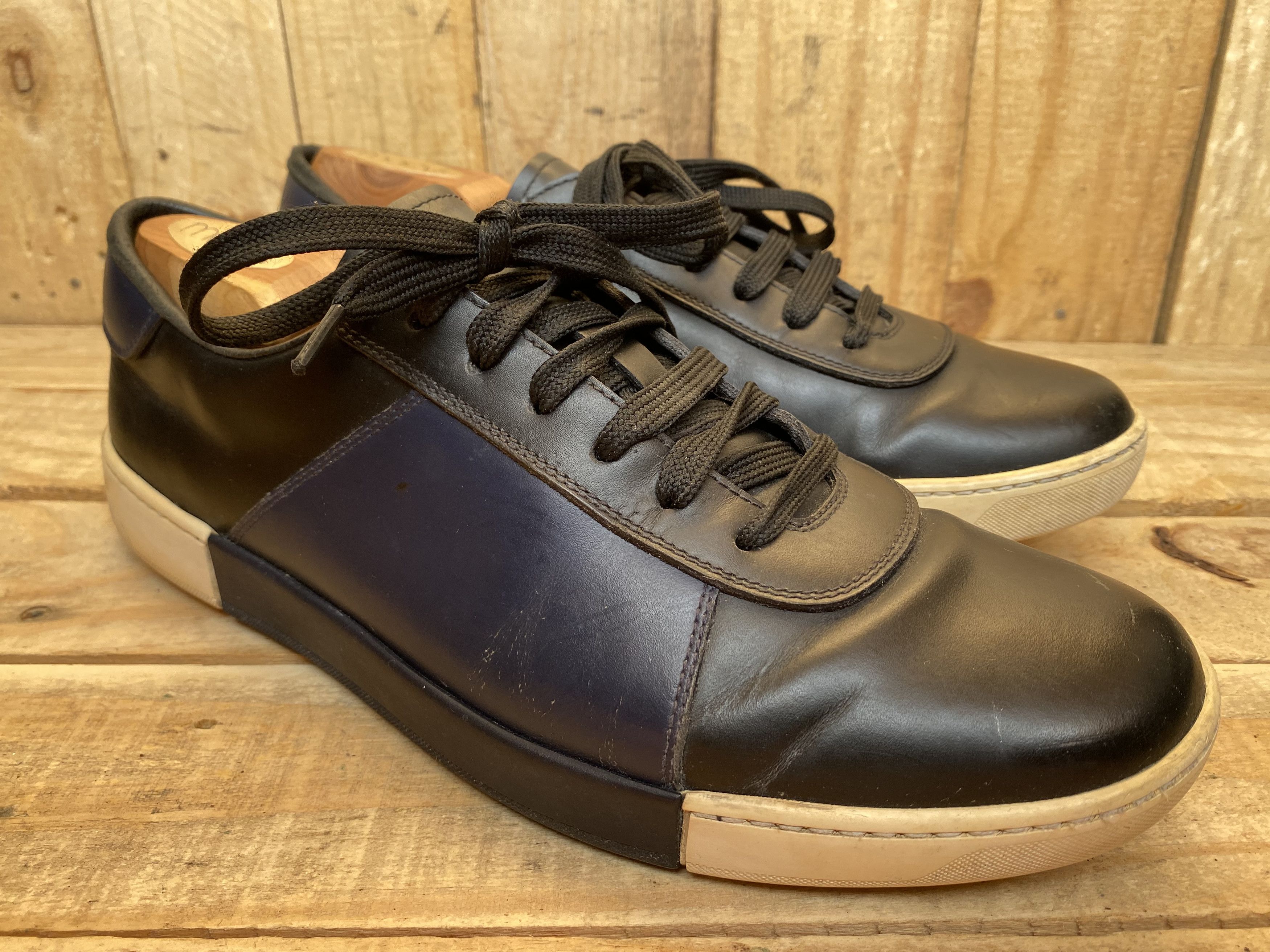 Prada PRADA Black/Blue Sneakers Luxury Leather Shoes Size US 7.5 / EU 40-41 - 3 Thumbnail