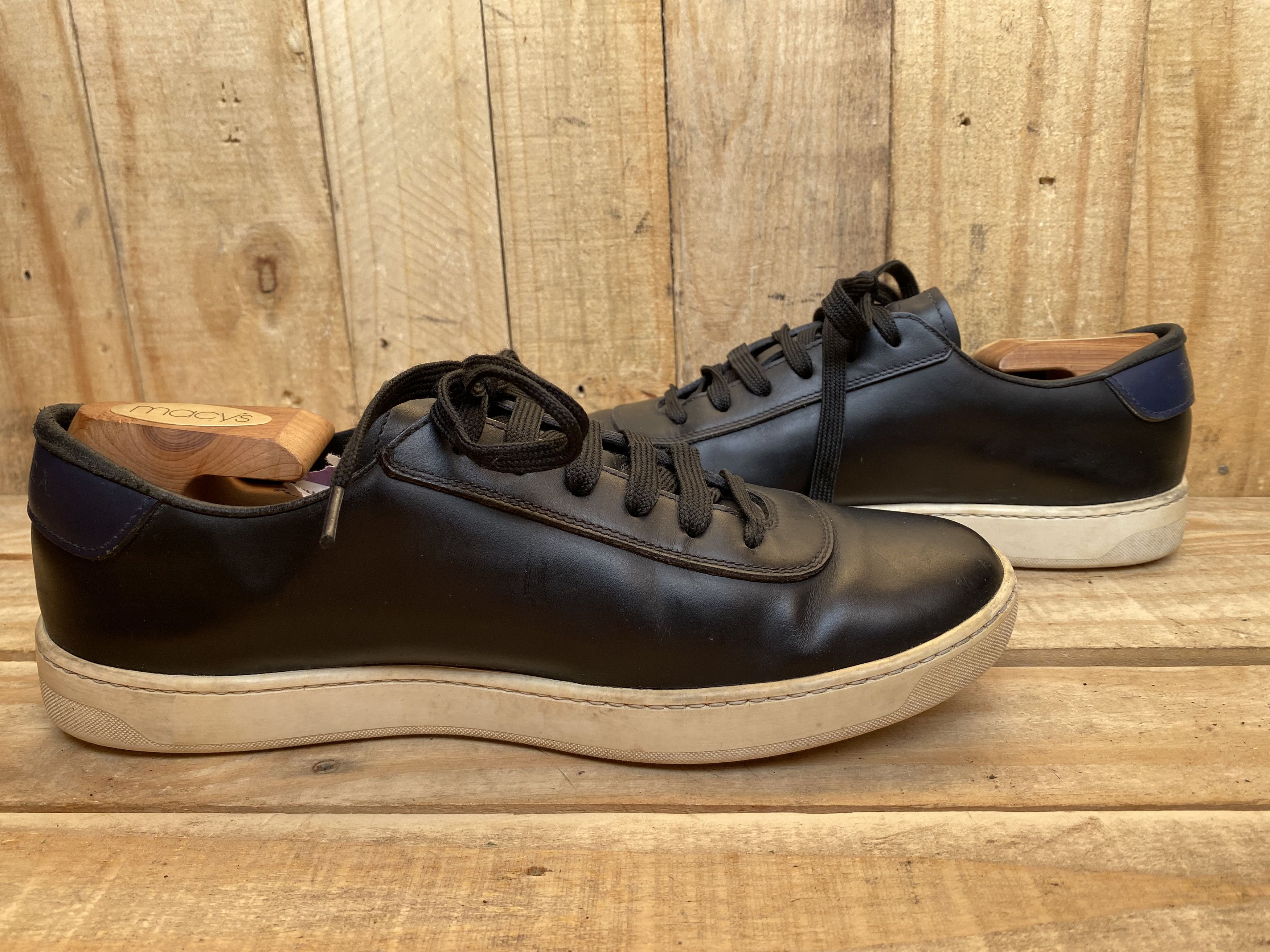 Prada PRADA Black/Blue Sneakers Luxury Leather Shoes Size US 7.5 / EU 40-41 - 6 Thumbnail