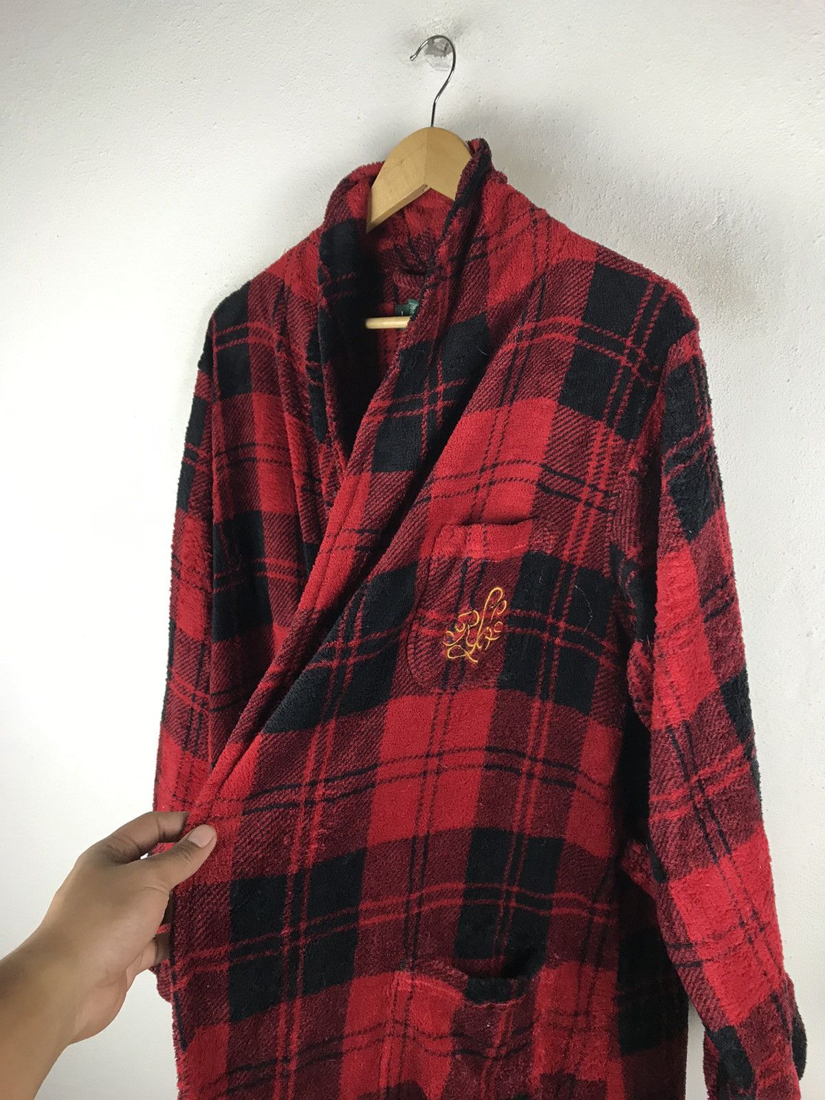 Ralph Lauren Vintage Lauren Ralph Lauren Red Black Plaid Fleece Robe Size US XL / EU 56 / 4 - 6 Thumbnail