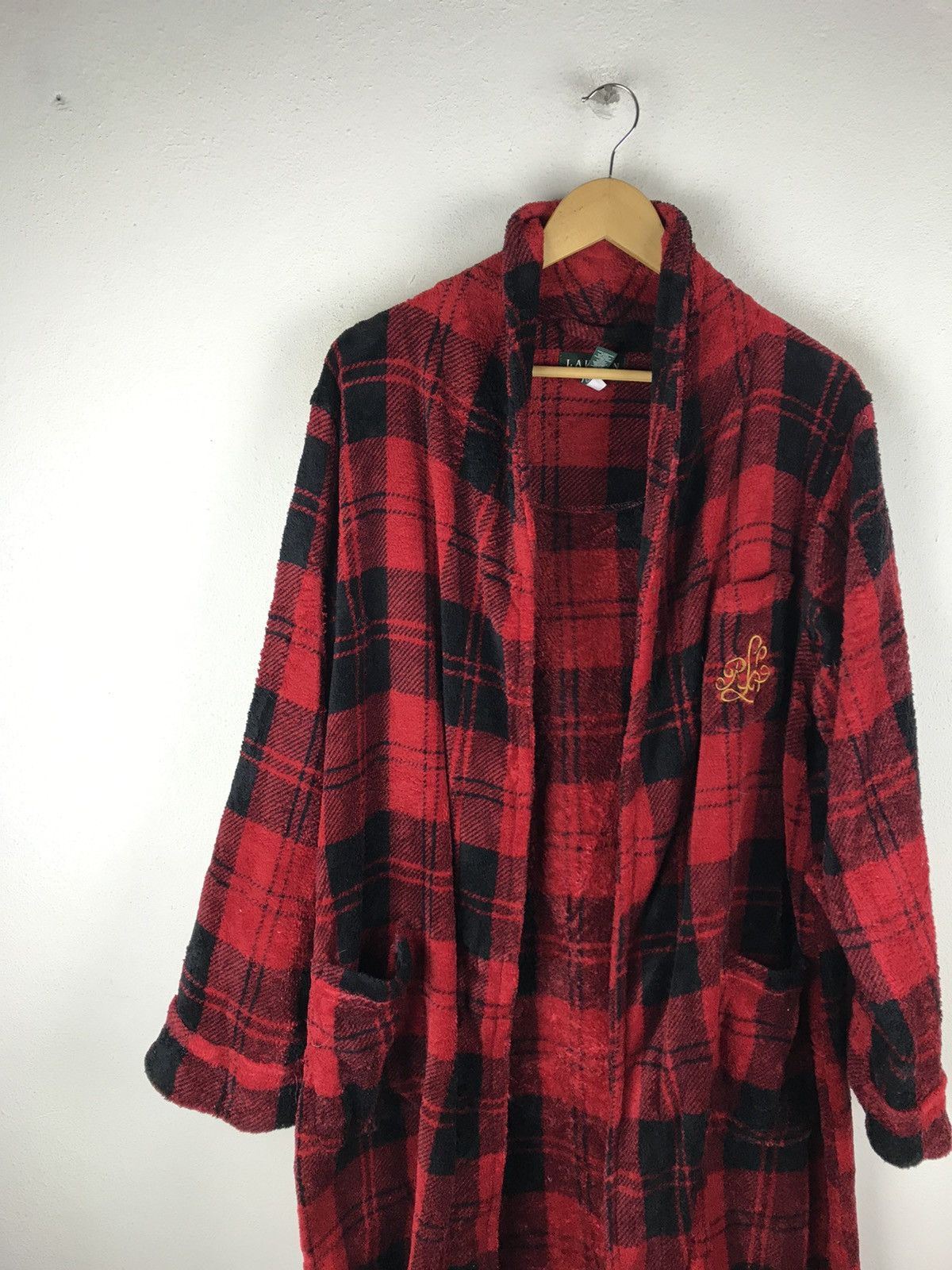 Ralph Lauren Vintage Lauren Ralph Lauren Red Black Plaid Fleece Robe Size US XL / EU 56 / 4 - 5 Thumbnail