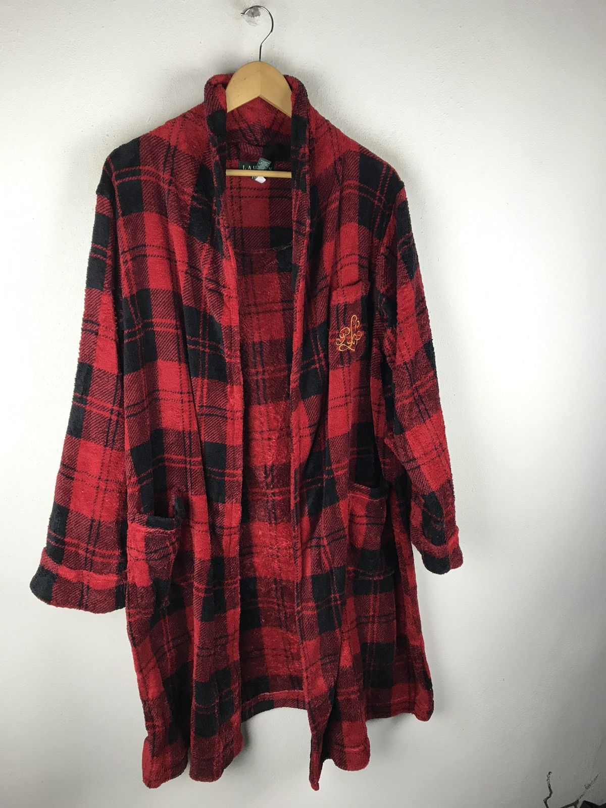 Ralph Lauren Vintage Lauren Ralph Lauren Red Black Plaid Fleece Robe Size US XL / EU 56 / 4 - 4 Thumbnail