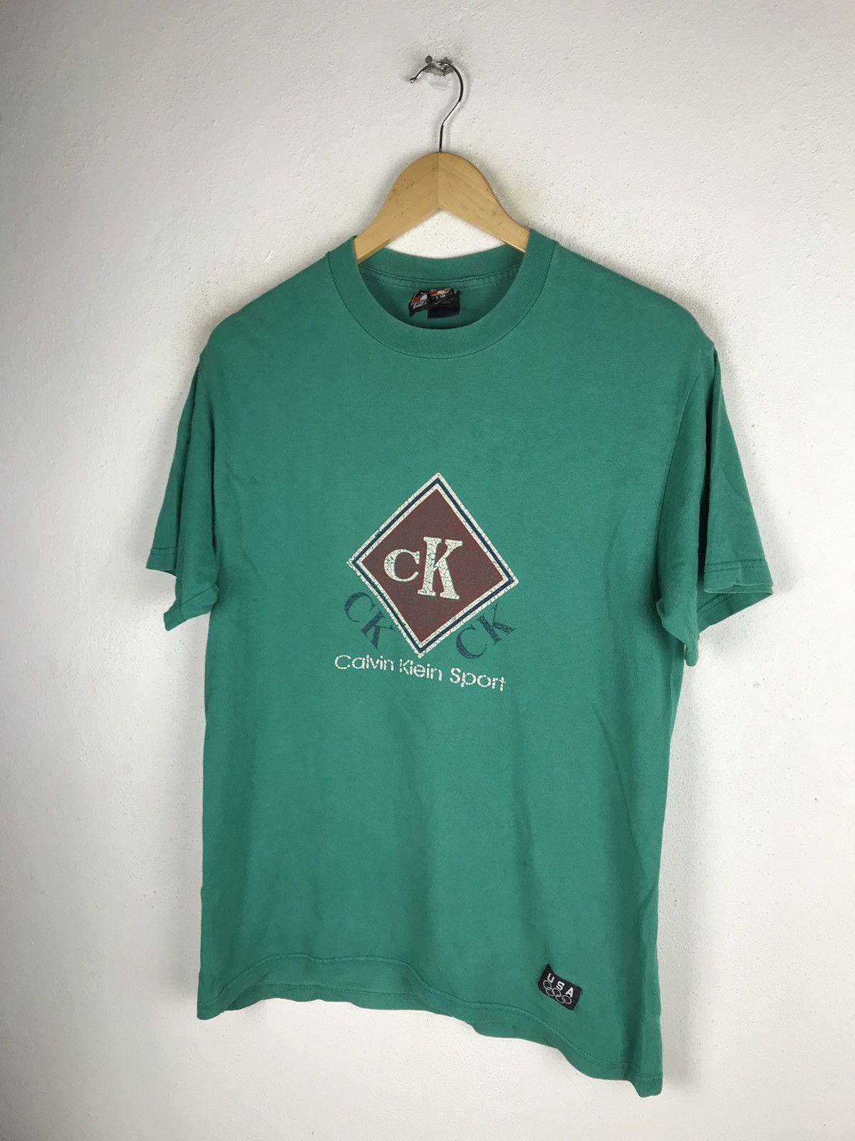 Calvin Klein × USA Olympics × Vintage Vintage 90s Calvin Klein Sport T-Shirt - Green Made in USA Size US M / EU 48-50 / 2 - 5 Thumbnail