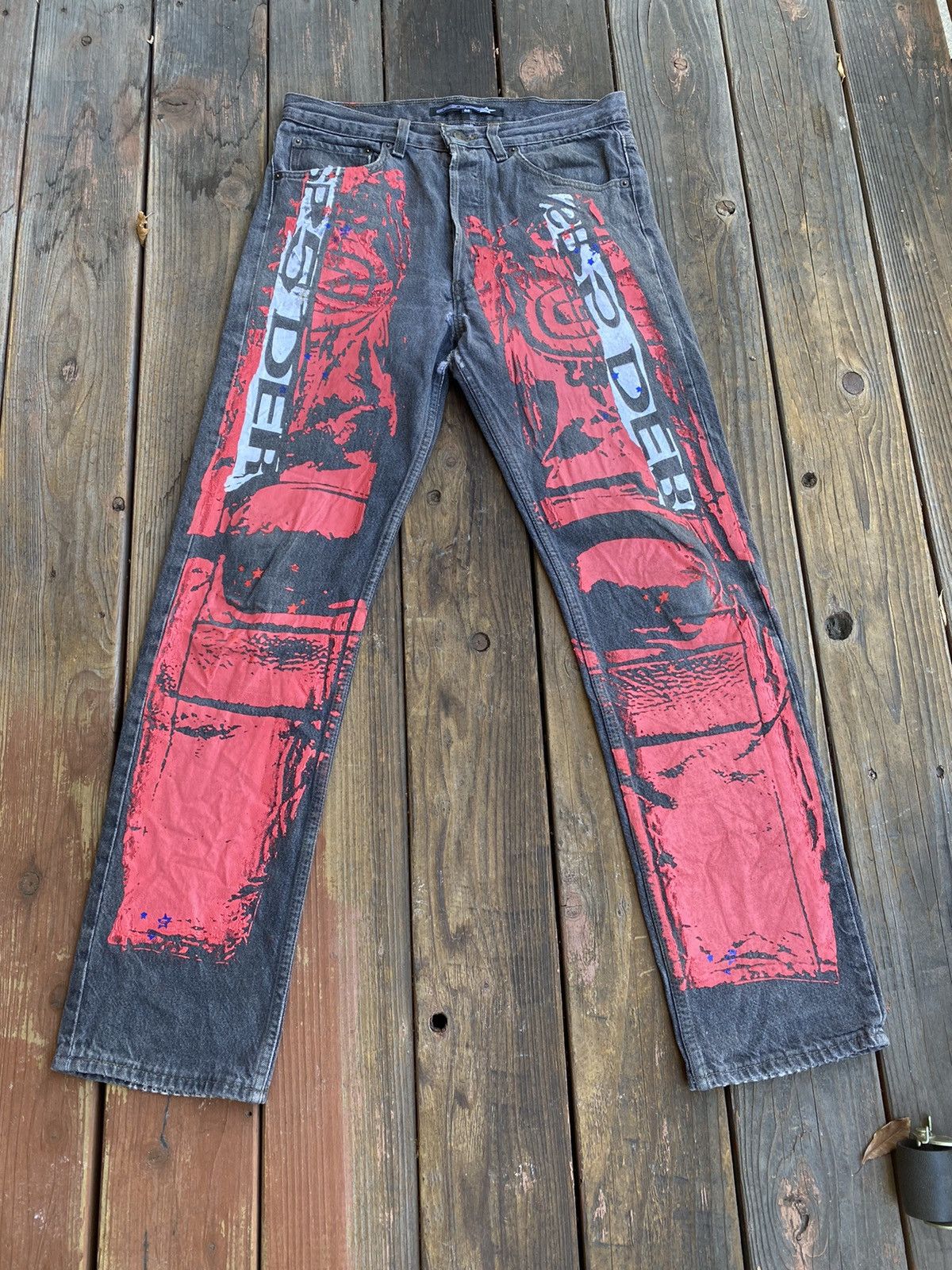 *RARE* Spider Worldwide x Levi’s P*NK Painted 501 Jeans