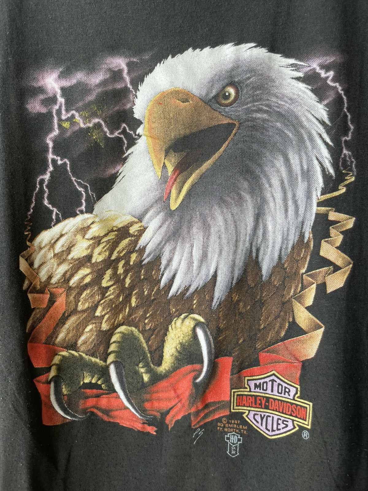 Vintage 1987 3D Emblem Eagle Graphic T Shirt Thunder - See store Measurements!