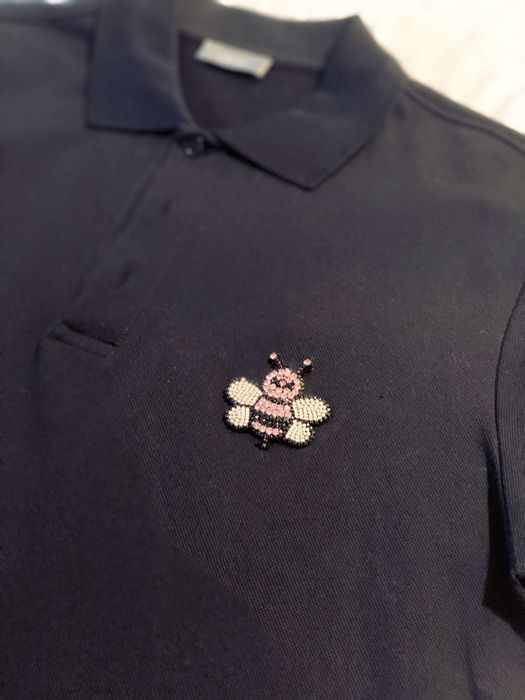 Dior Dior x Kaws Black Crystal Embellished Bee Polo Shirt Grailed