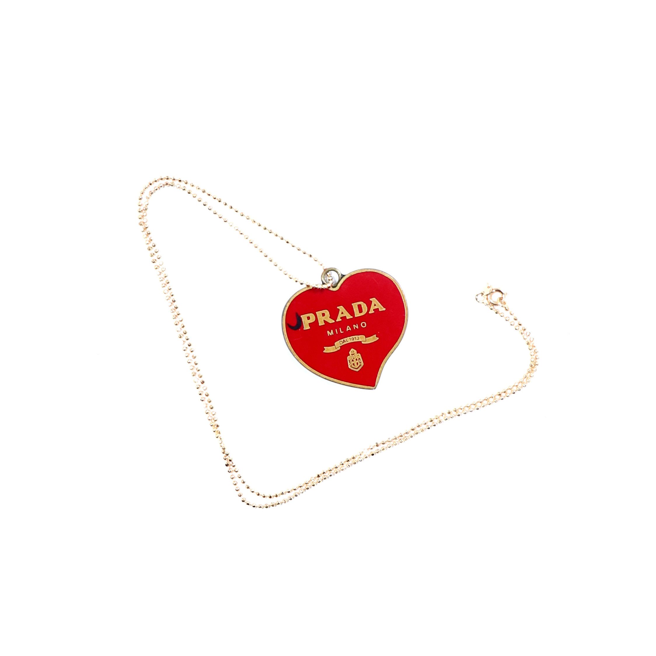 Prada 90s Heavy Heart Logo Gold Custom Gilding Necklace Size ONE SIZE - 1 Thumbnail
