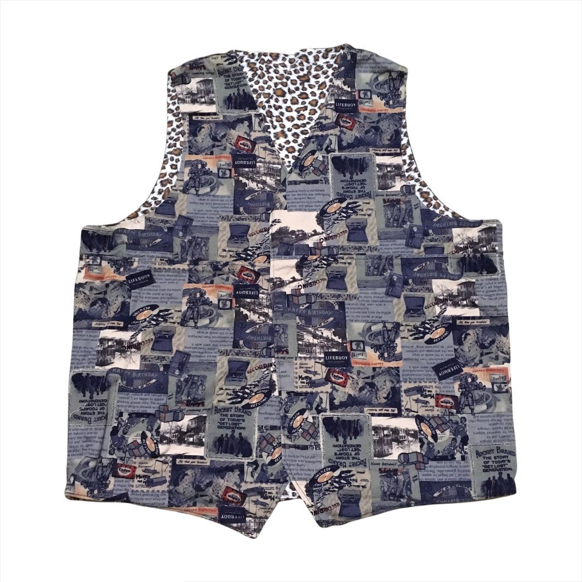 Japanese Brand Japanese Brand Reversible Vest Leopard/ News Print Size US M / EU 48-50 / 2 - 2 Thumbnail