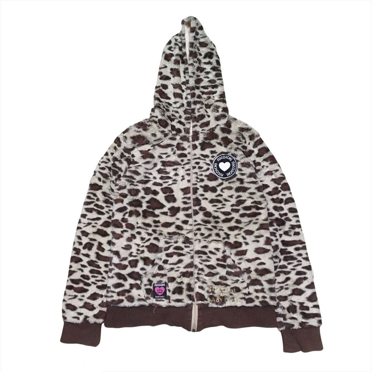 Japanese Brand Nicoichi Baby Doll Leopard Printed Hoodie Sweater Size US S / EU 44-46 / 1 - 1 Thumbnail