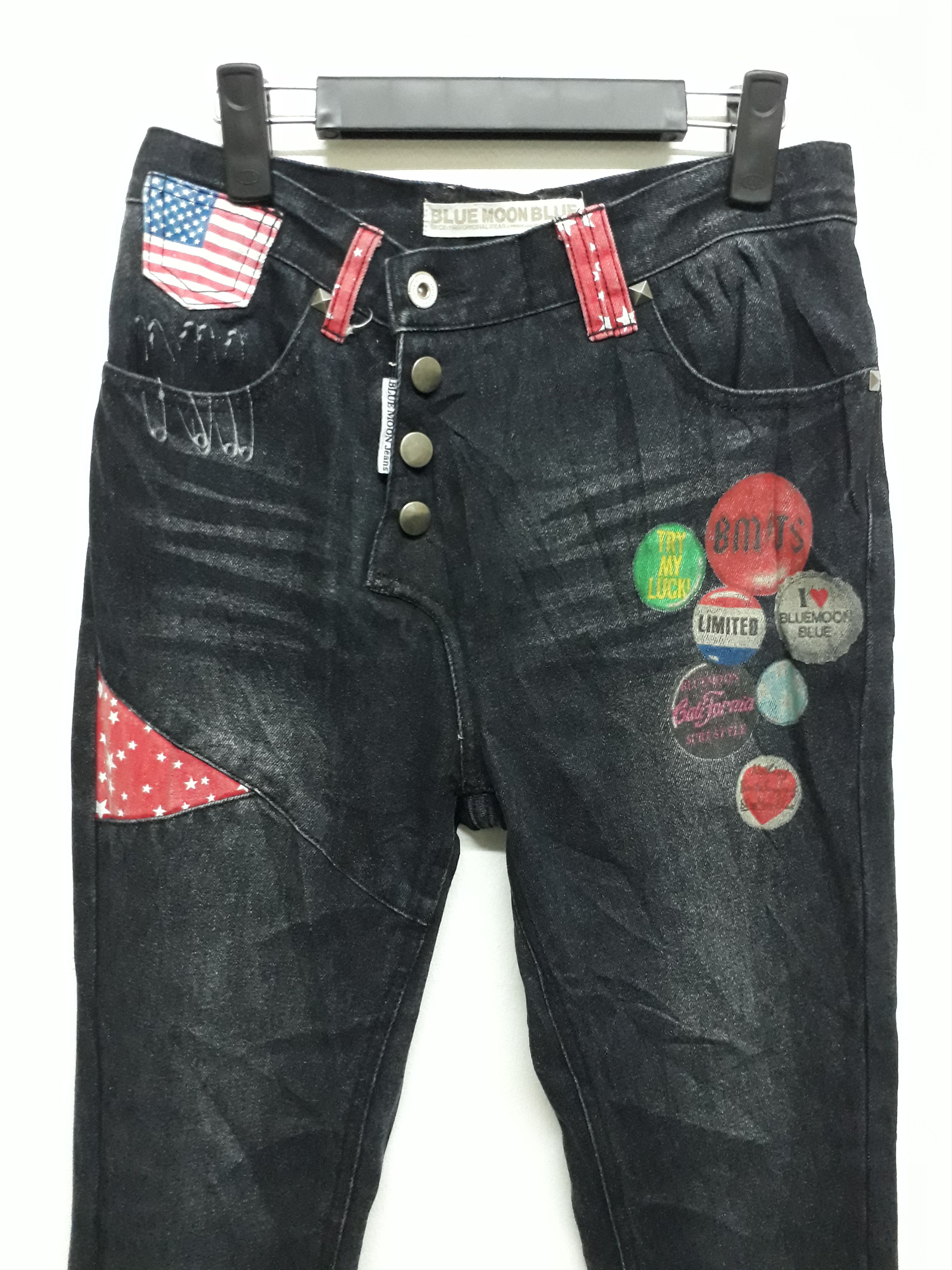 Japanese Brand BLUE MOON B.M.B Punk Black Colour Denim Pants Size US 30 / EU 46 - 9 Thumbnail