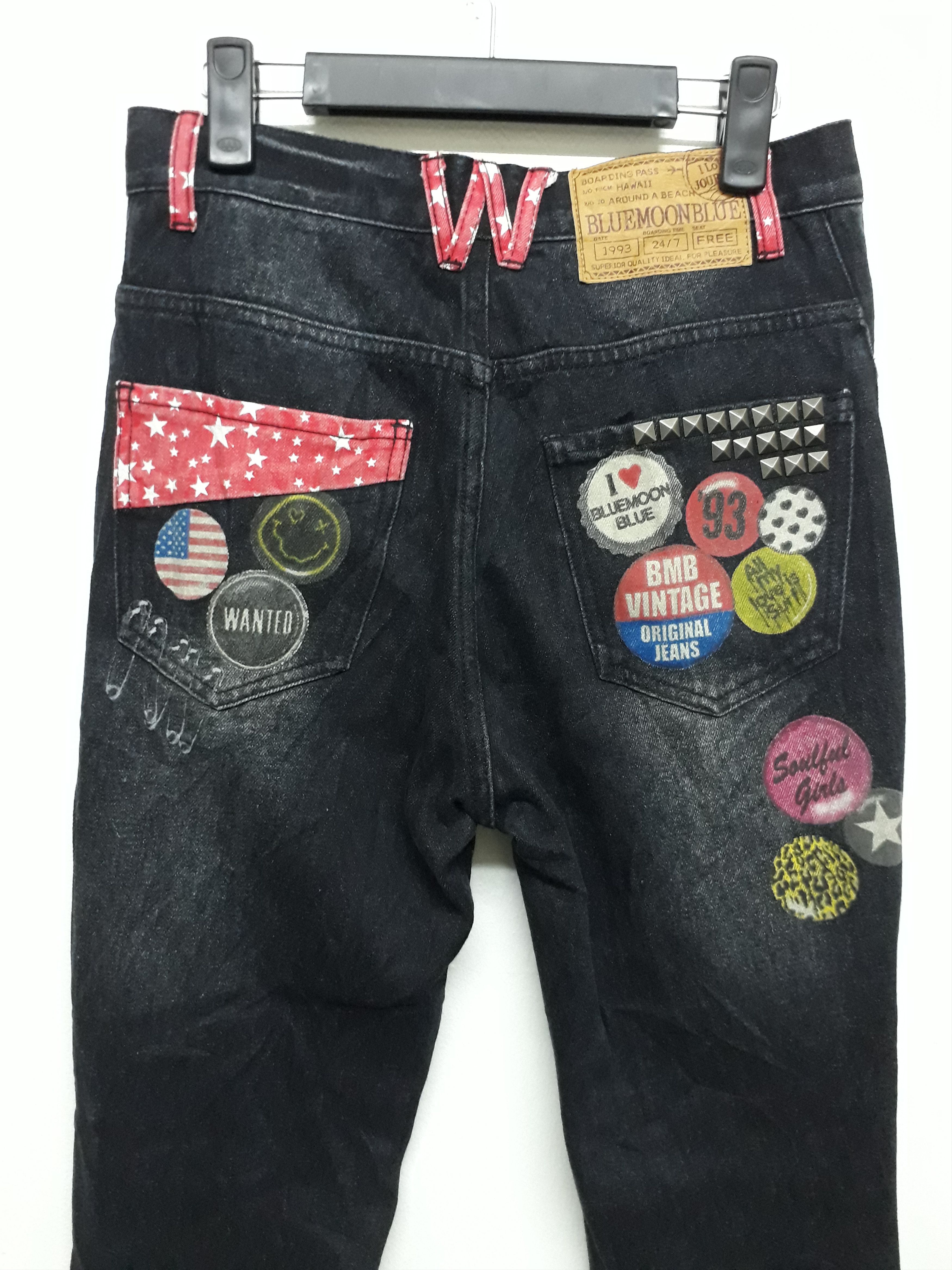 Japanese Brand BLUE MOON B.M.B Punk Black Colour Denim Pants Size US 30 / EU 46 - 8 Thumbnail