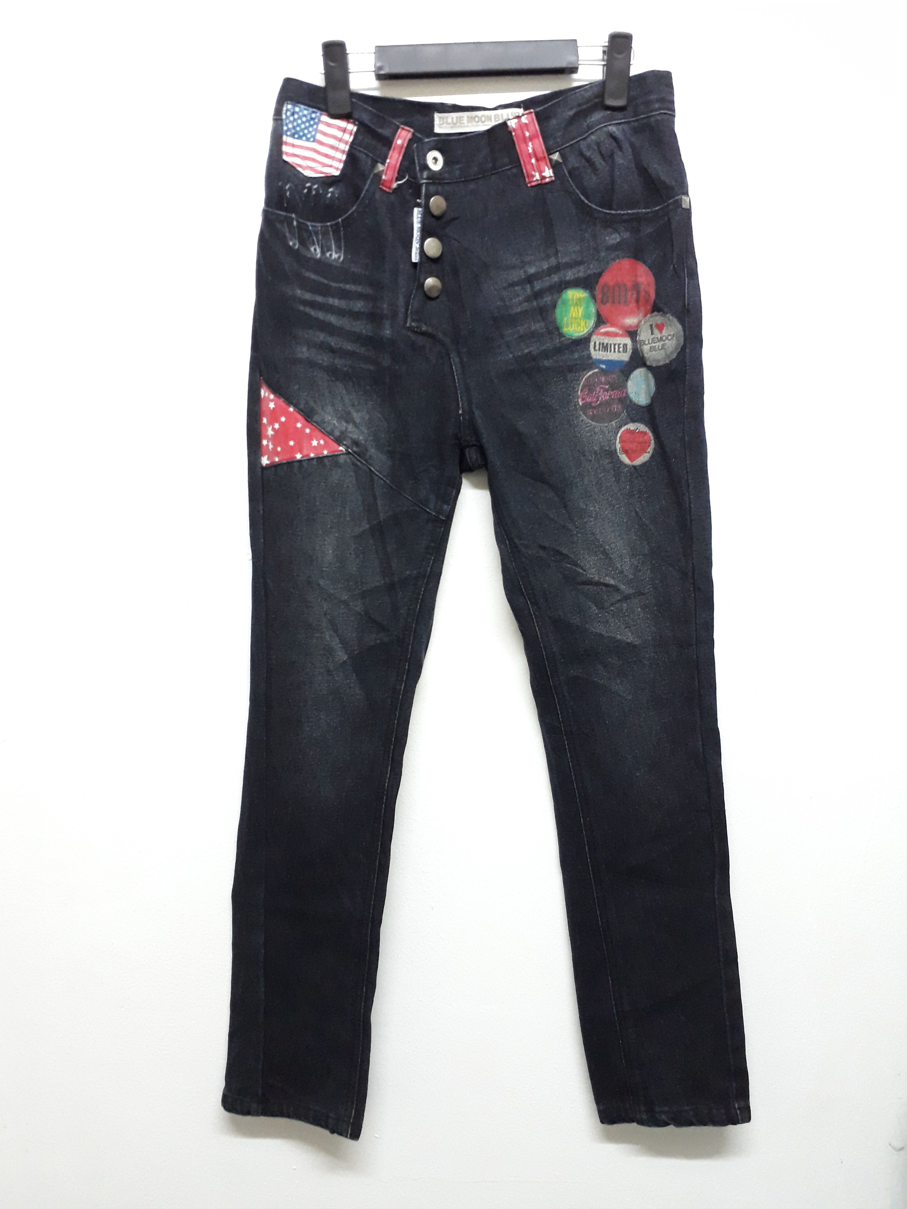 Japanese Brand BLUE MOON B.M.B Punk Black Colour Denim Pants Size US 30 / EU 46 - 1 Thumbnail