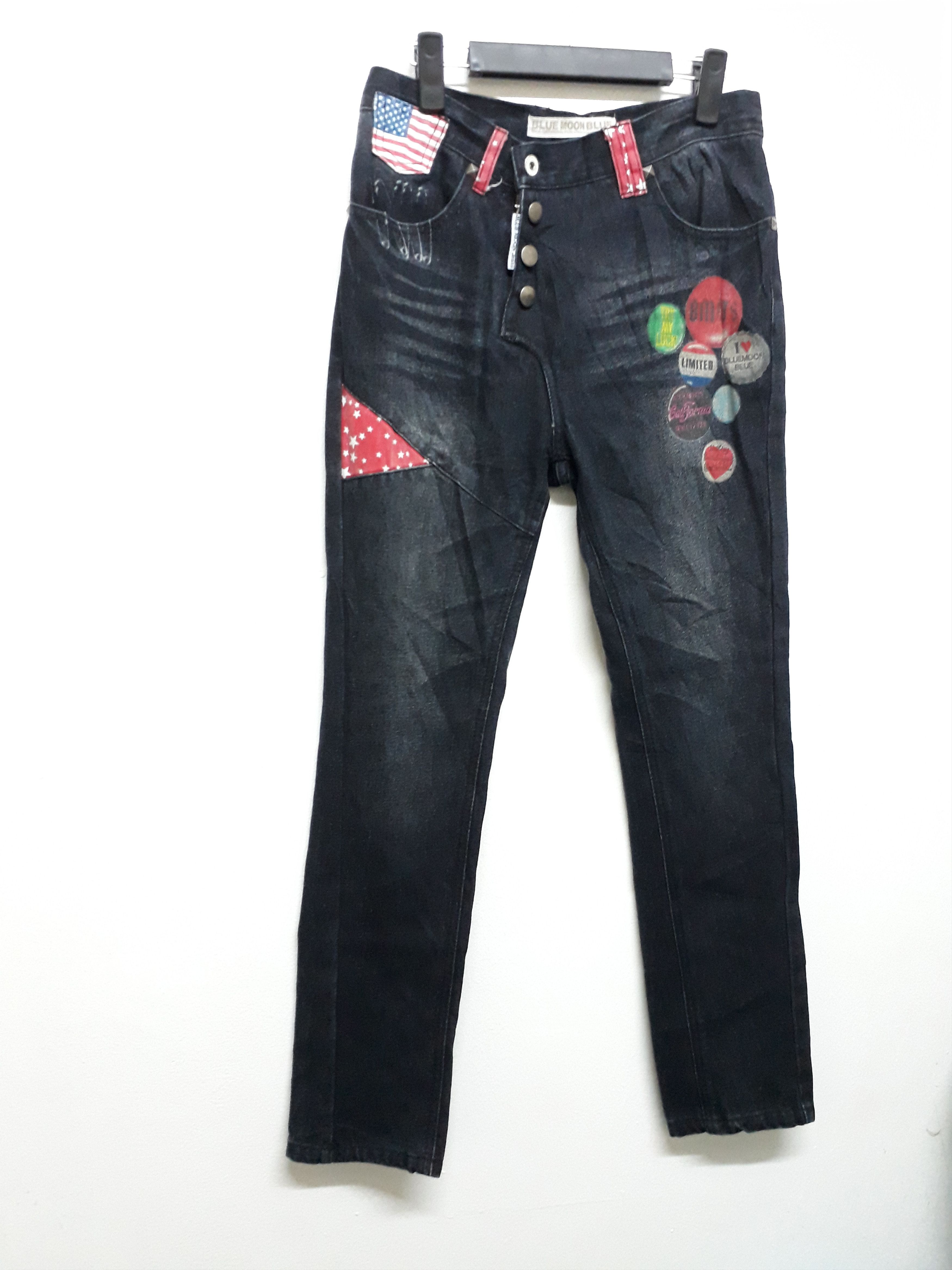 Japanese Brand BLUE MOON B.M.B Punk Black Colour Denim Pants Size US 30 / EU 46 - 3 Thumbnail