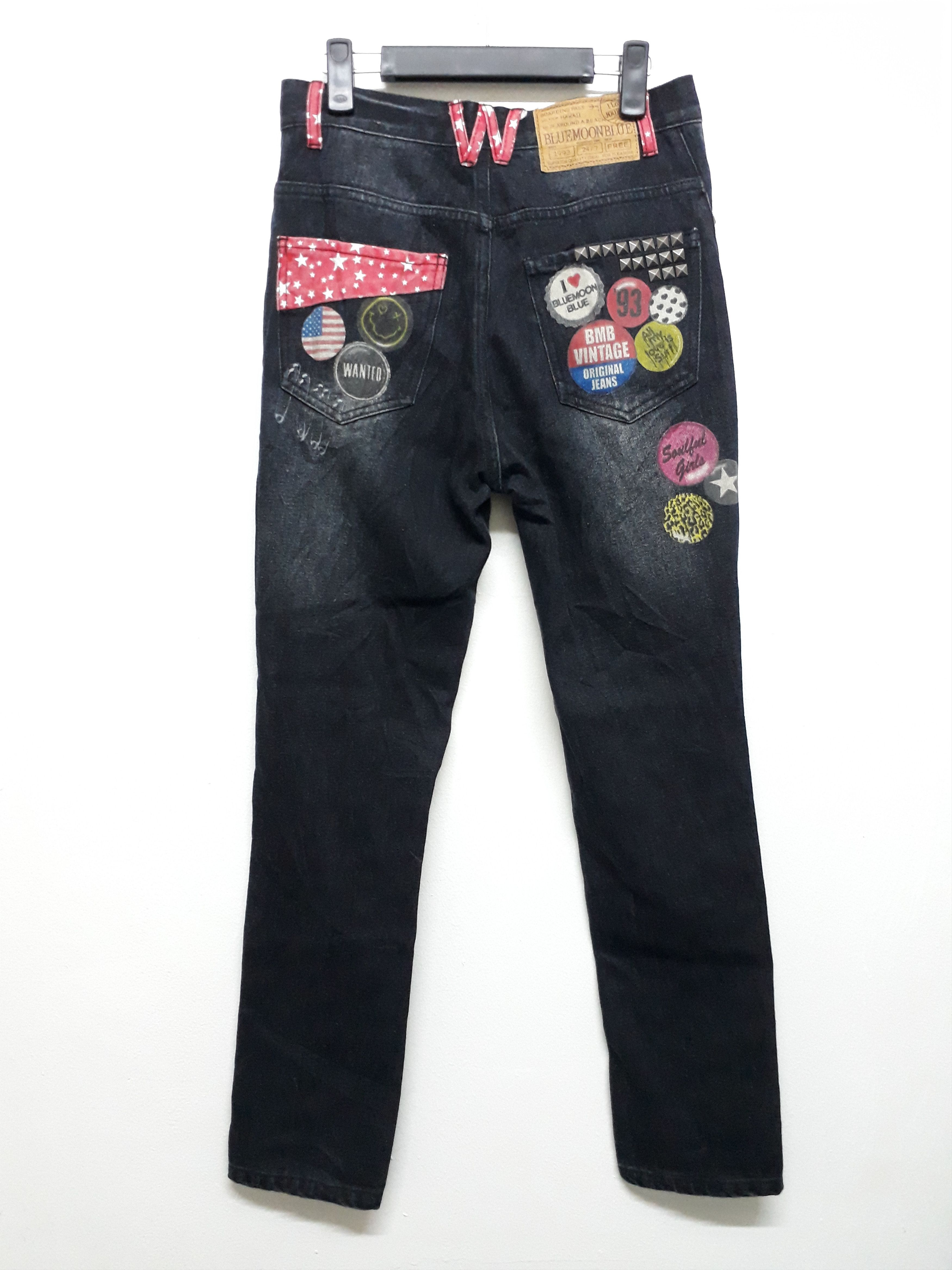 Japanese Brand BLUE MOON B.M.B Punk Black Colour Denim Pants Size US 30 / EU 46 - 7 Thumbnail