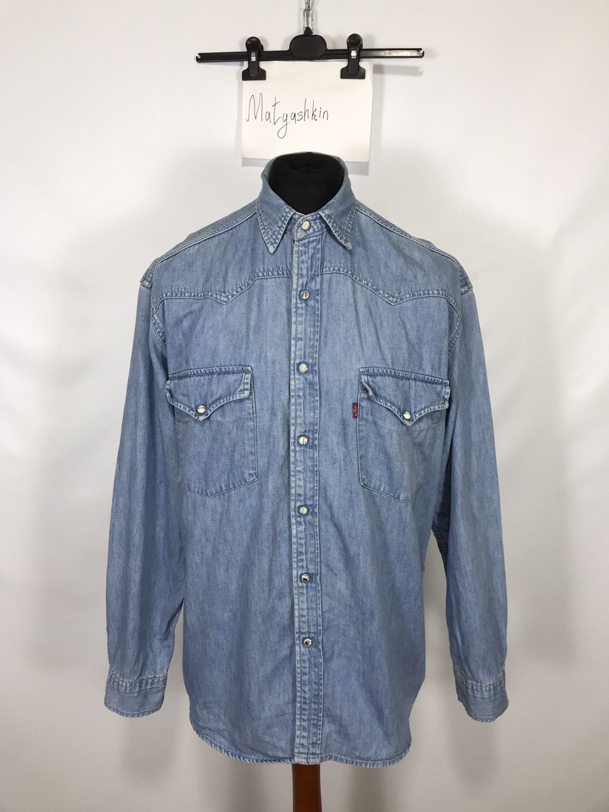 Levi's Long Sleeve Light Nell Check Shirt, Men's Size L cotton navy blue type Vintage Second Hand