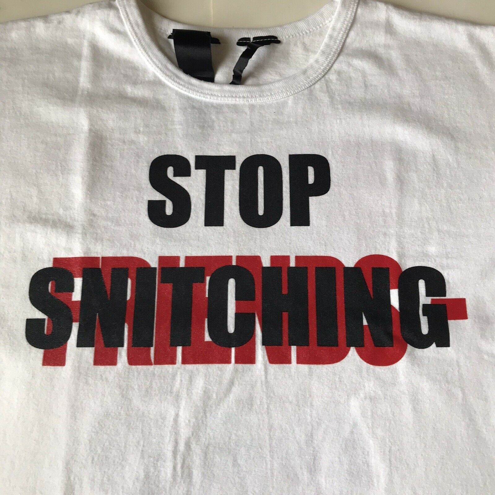 Vlone Stop Snitching Tee - White Size US L / EU 52-54 / 3 - 3 Thumbnail