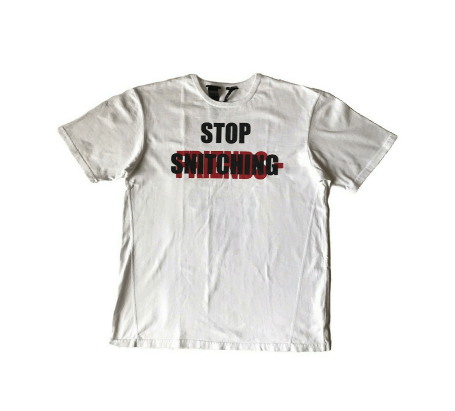 Vlone Stop Snitching Tee - White Size US L / EU 52-54 / 3 - 1 Thumbnail
