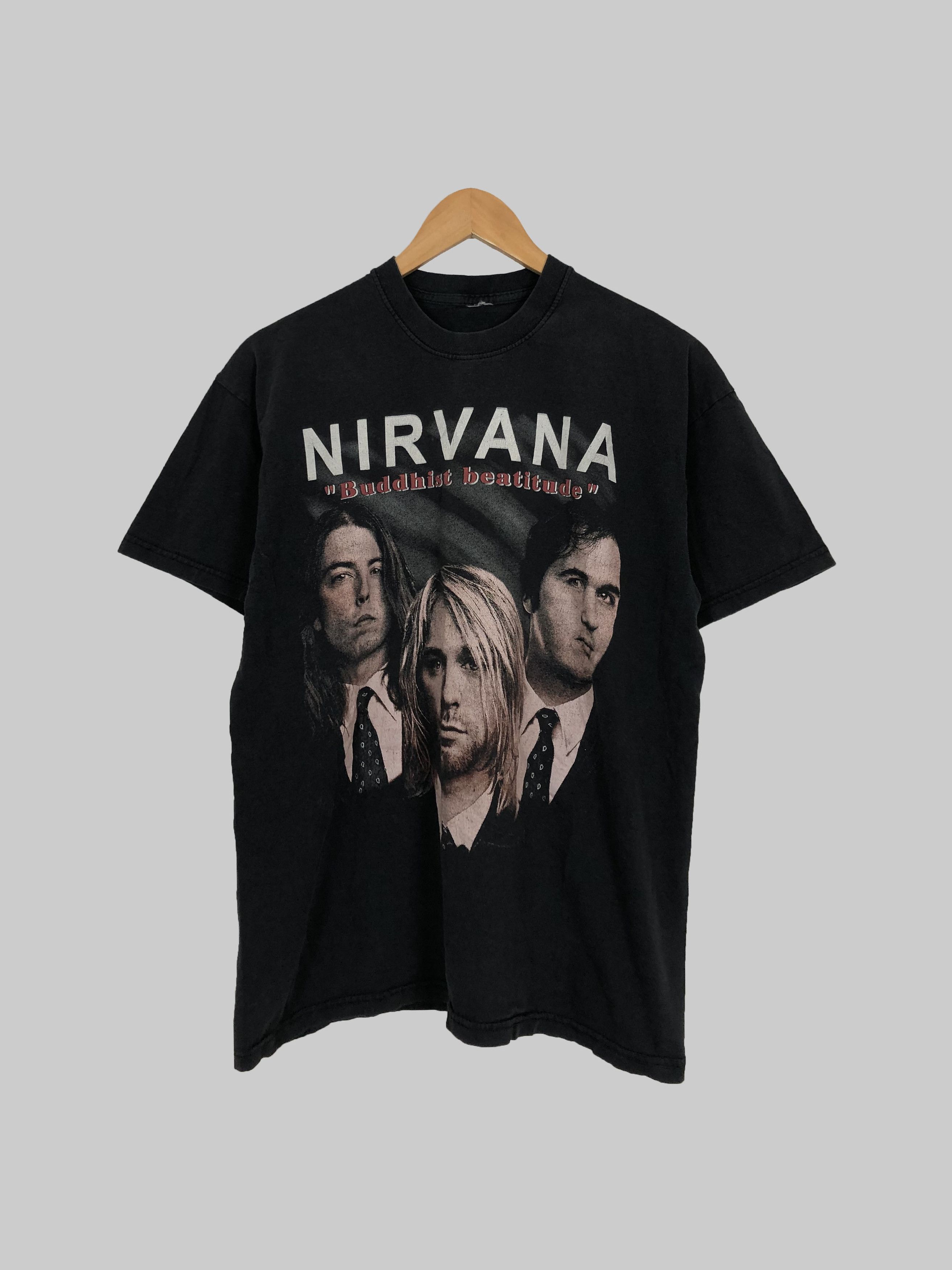 Band Tees Vintage 00s Nirvana Buddhist Beatitude Kurt Cobain Size US L / EU 52-54 / 3 - 1 Thumbnail