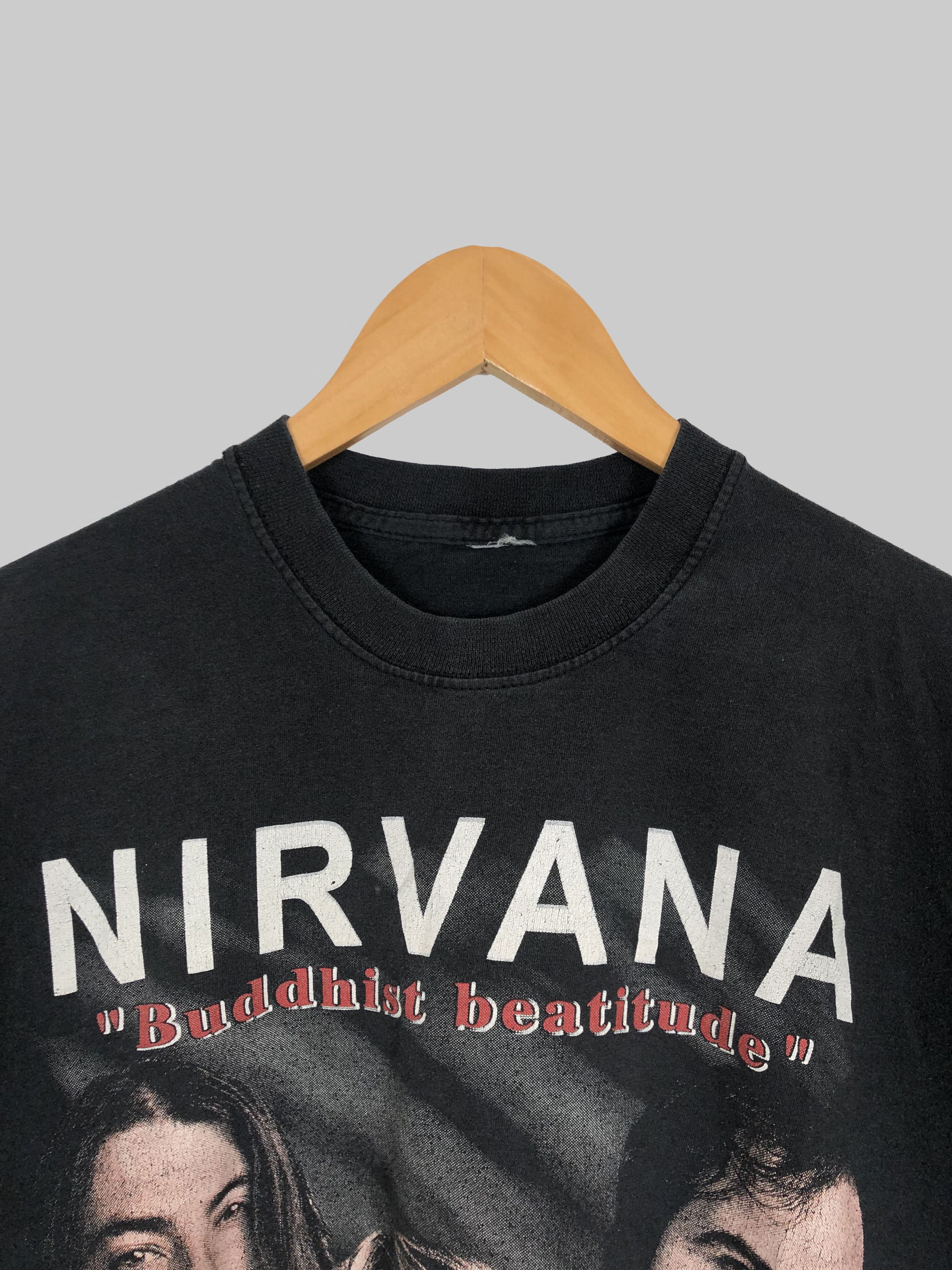 Band Tees Vintage 00s Nirvana Buddhist Beatitude Kurt Cobain Size US L / EU 52-54 / 3 - 3 Thumbnail