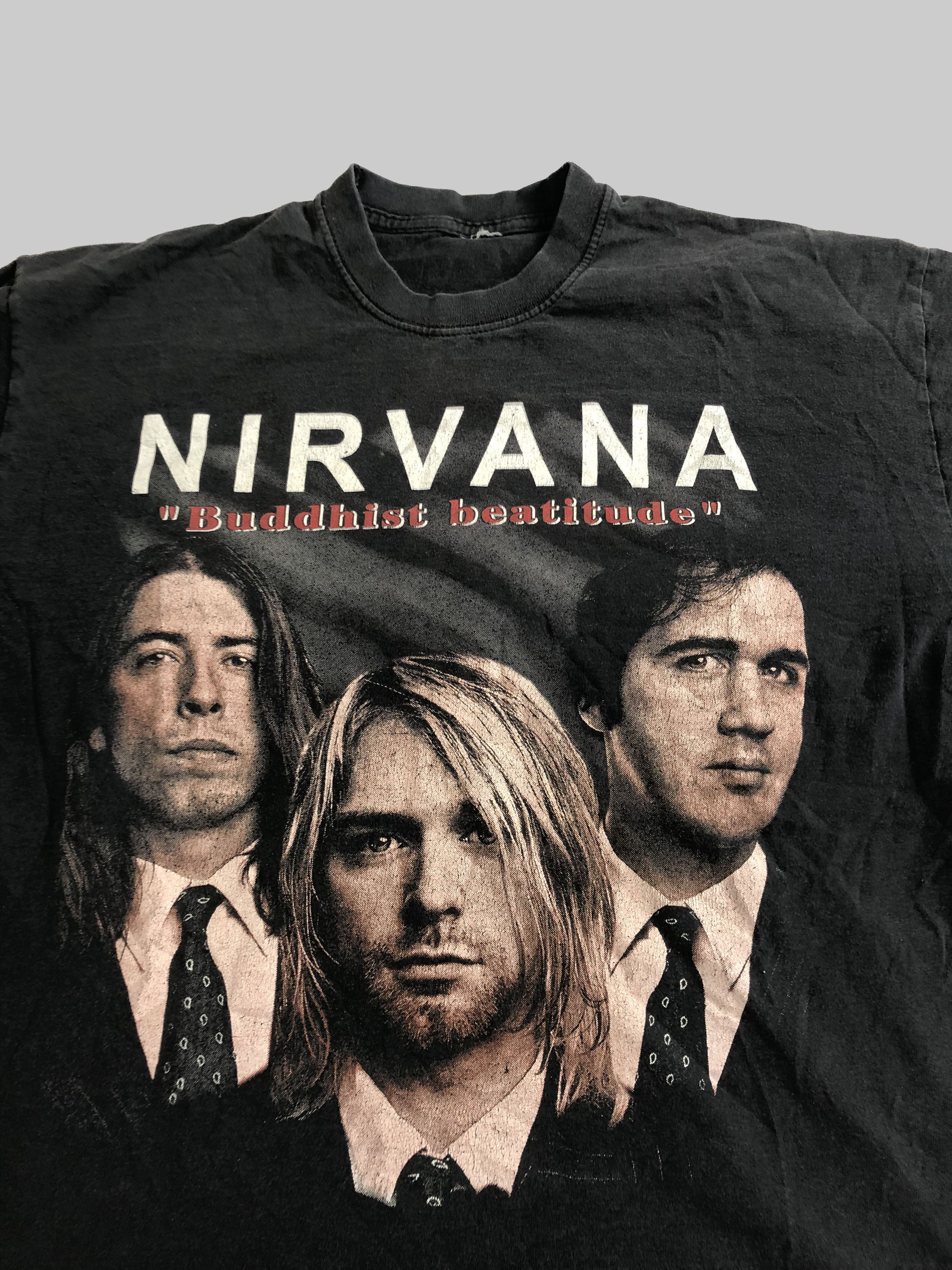 Band Tees Vintage 00s Nirvana Buddhist Beatitude Kurt Cobain Size US L / EU 52-54 / 3 - 5 Thumbnail