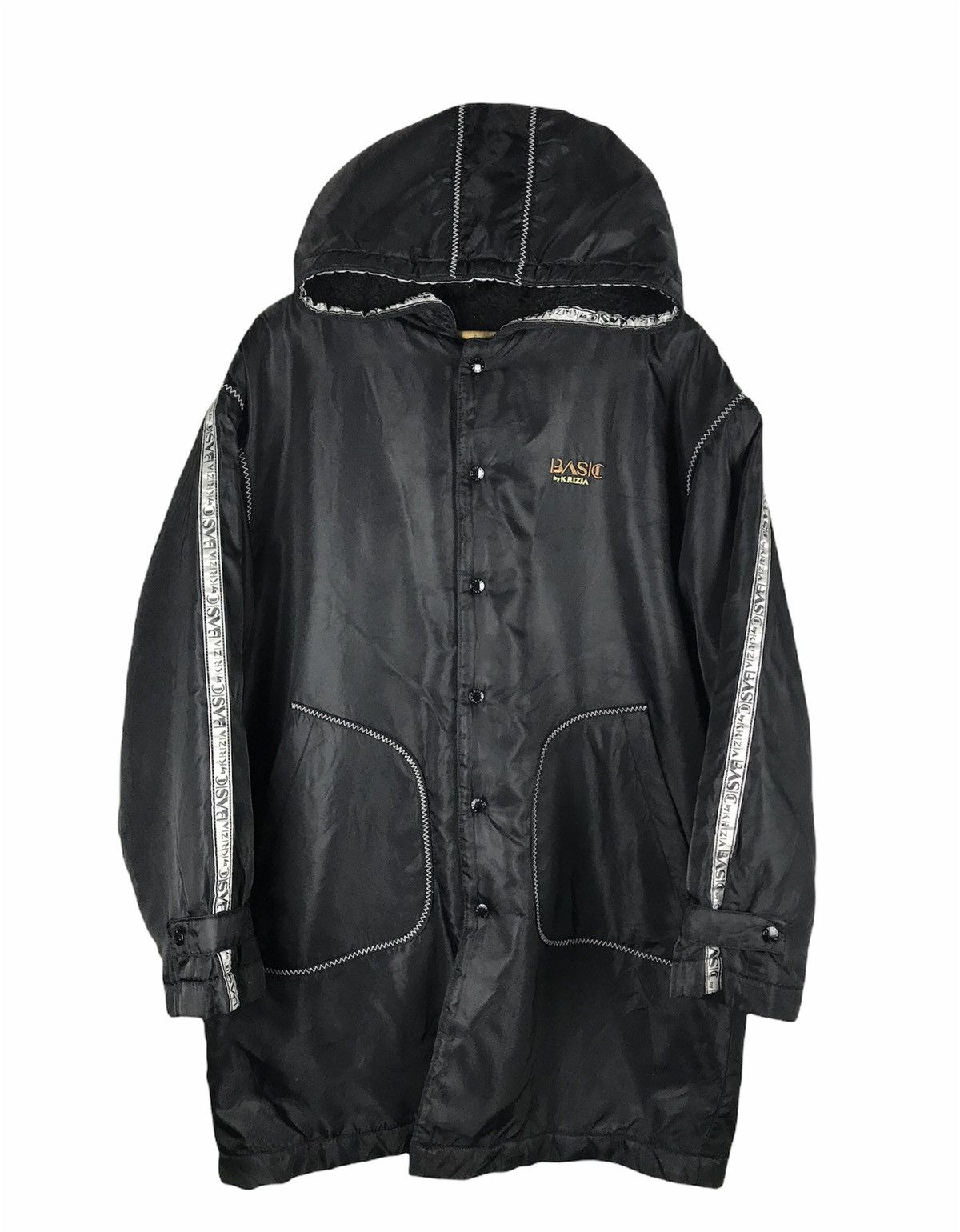 Krizia Uomo Vintage BASIC by Krizia Black Hooded Windbreaker Jacket 90s Size US L / EU 52-54 / 3 - 2 Thumbnail