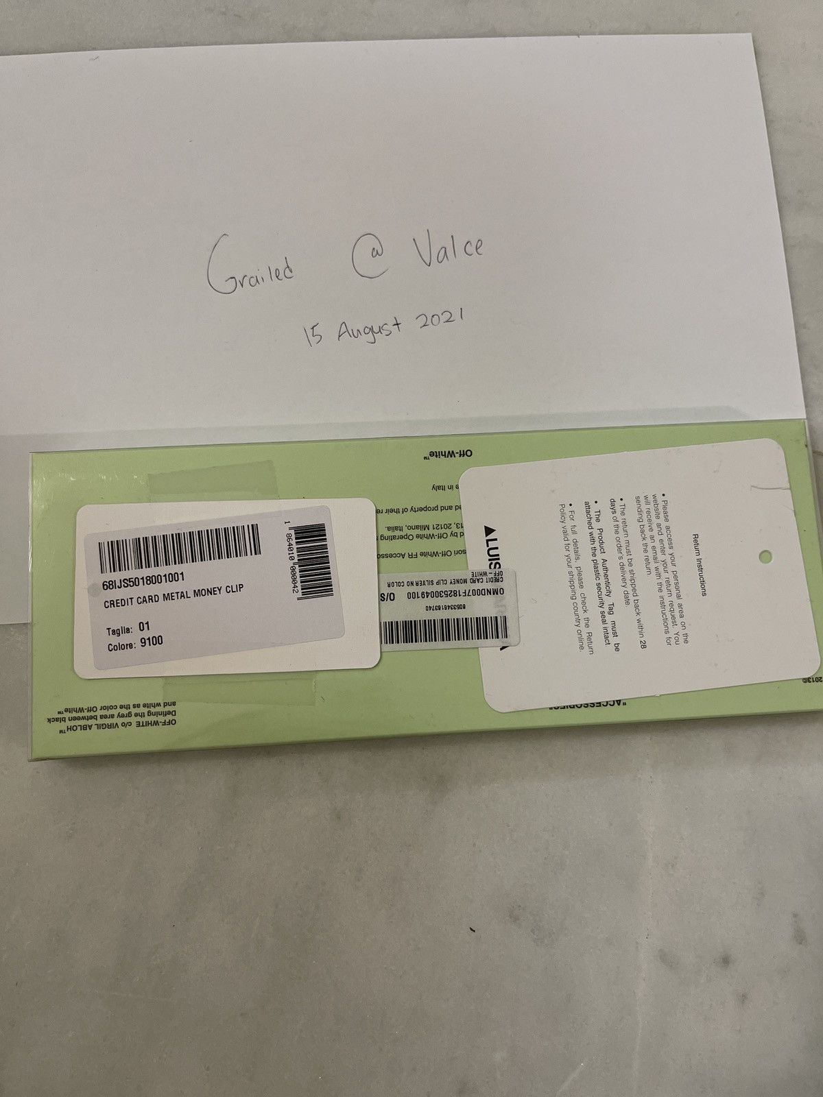 Offwhite Credit Card Money Clip