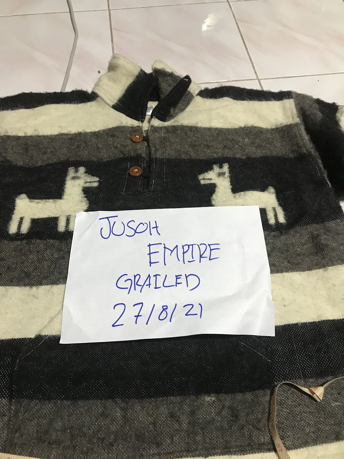 Handmade VINTAGE HANDMADE WOOL JACKET ECUADORIAN COLLECTION Size US L / EU 52-54 / 3 - 8 Thumbnail