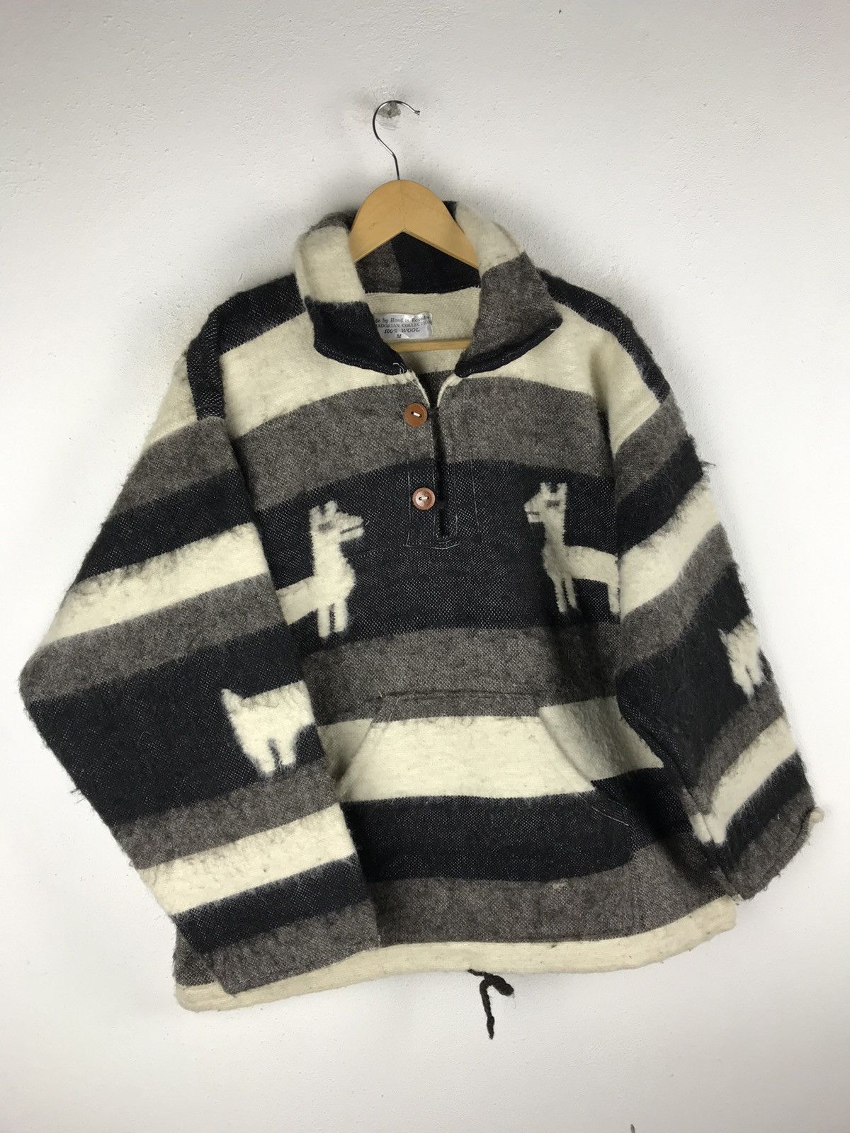 Handmade VINTAGE HANDMADE WOOL JACKET ECUADORIAN COLLECTION Size US L / EU 52-54 / 3 - 3 Thumbnail