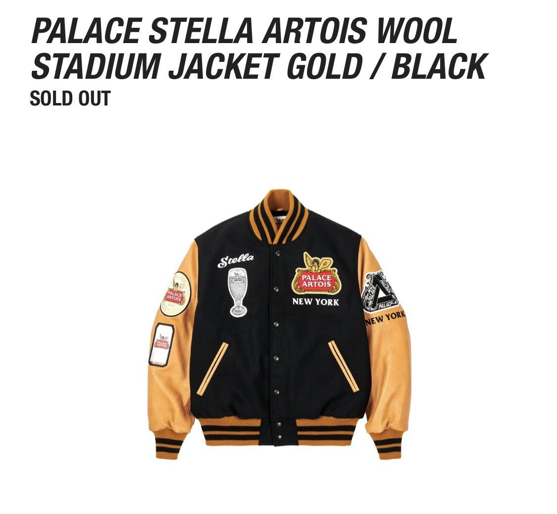 Palace Palace Stella Artois Wool Stadium Jacket Gold / Black