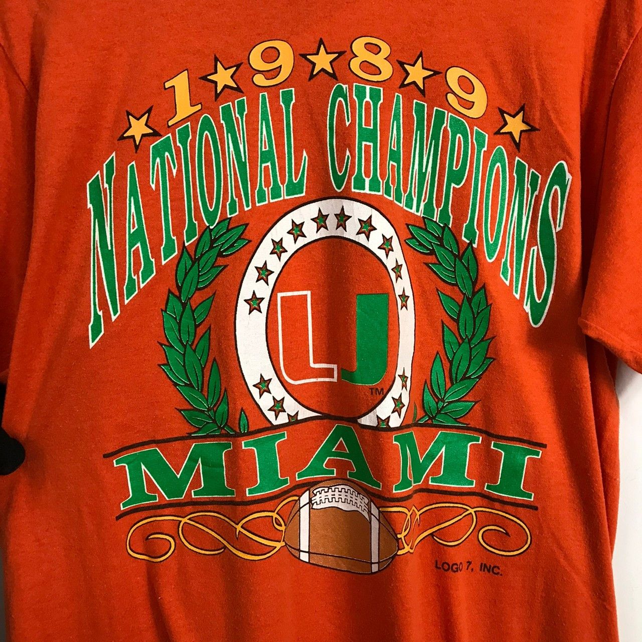 Logo 7 Vintage University of Miami National Champions Tee Size US M / EU 48-50 / 2 - 2 Thumbnail