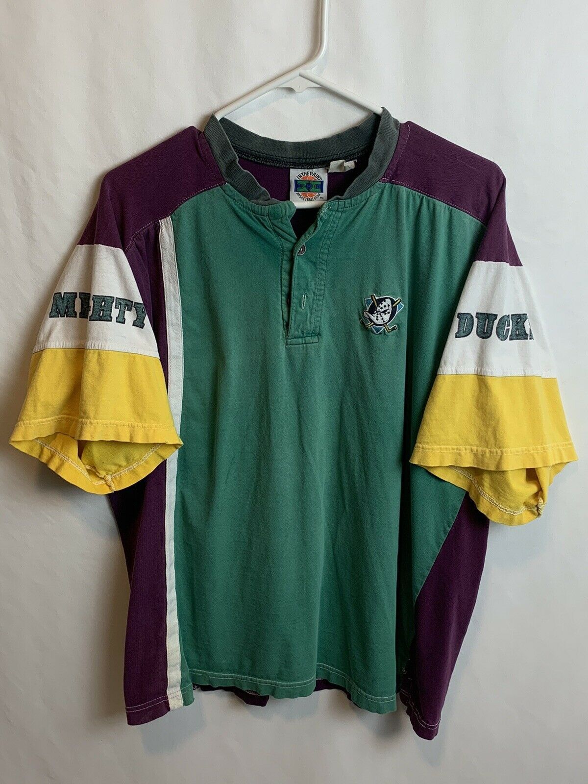 In The Paint Mens Mighty Ducks T-shirt Green Purple Yellow