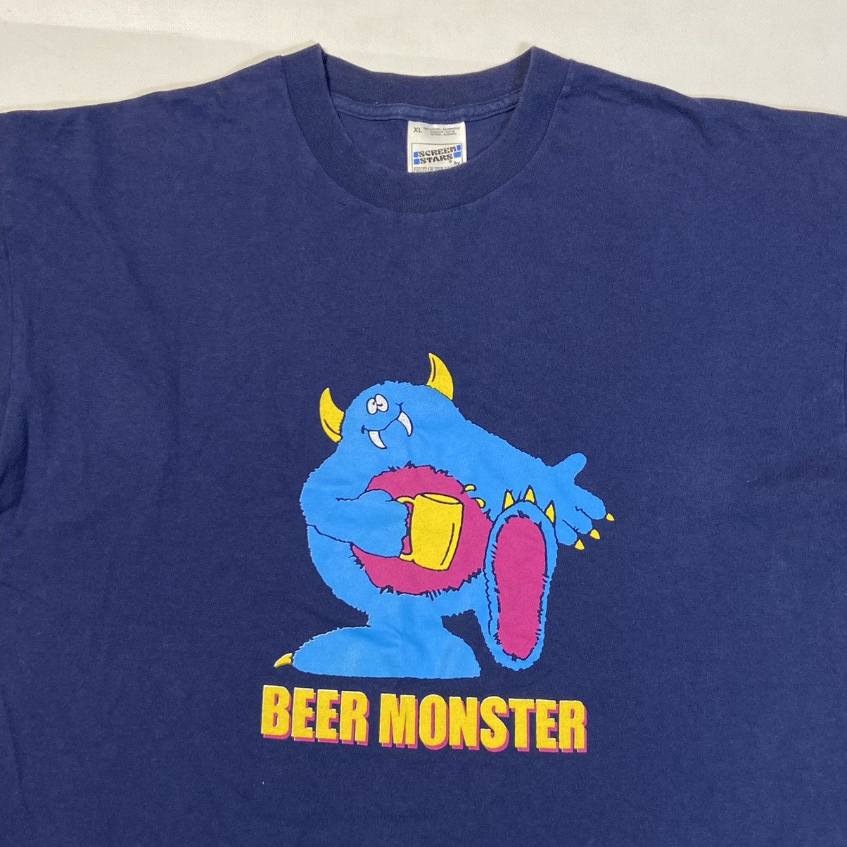 Vintage CUTE BEER MONSTER SINGLE STITCH ARCHIVE 1990s TEE - № 269 Size US XL / EU 56 / 4 - 2 Thumbnail